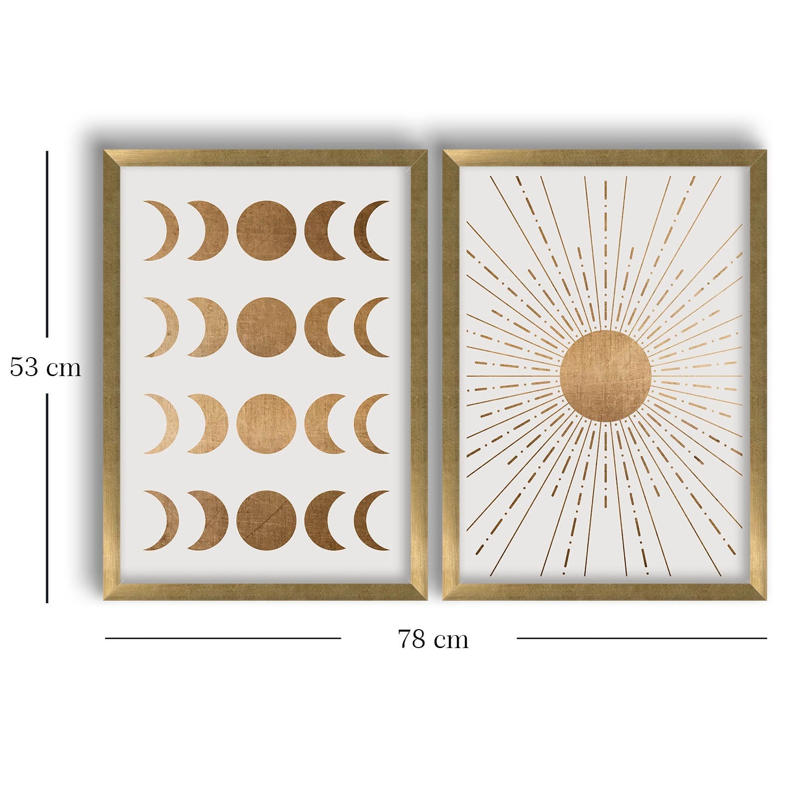 Conjunto de 2 Quadros Decorativos MDF 38x53 cm com Moldura de Madeira – Castanho, Mink e Branco