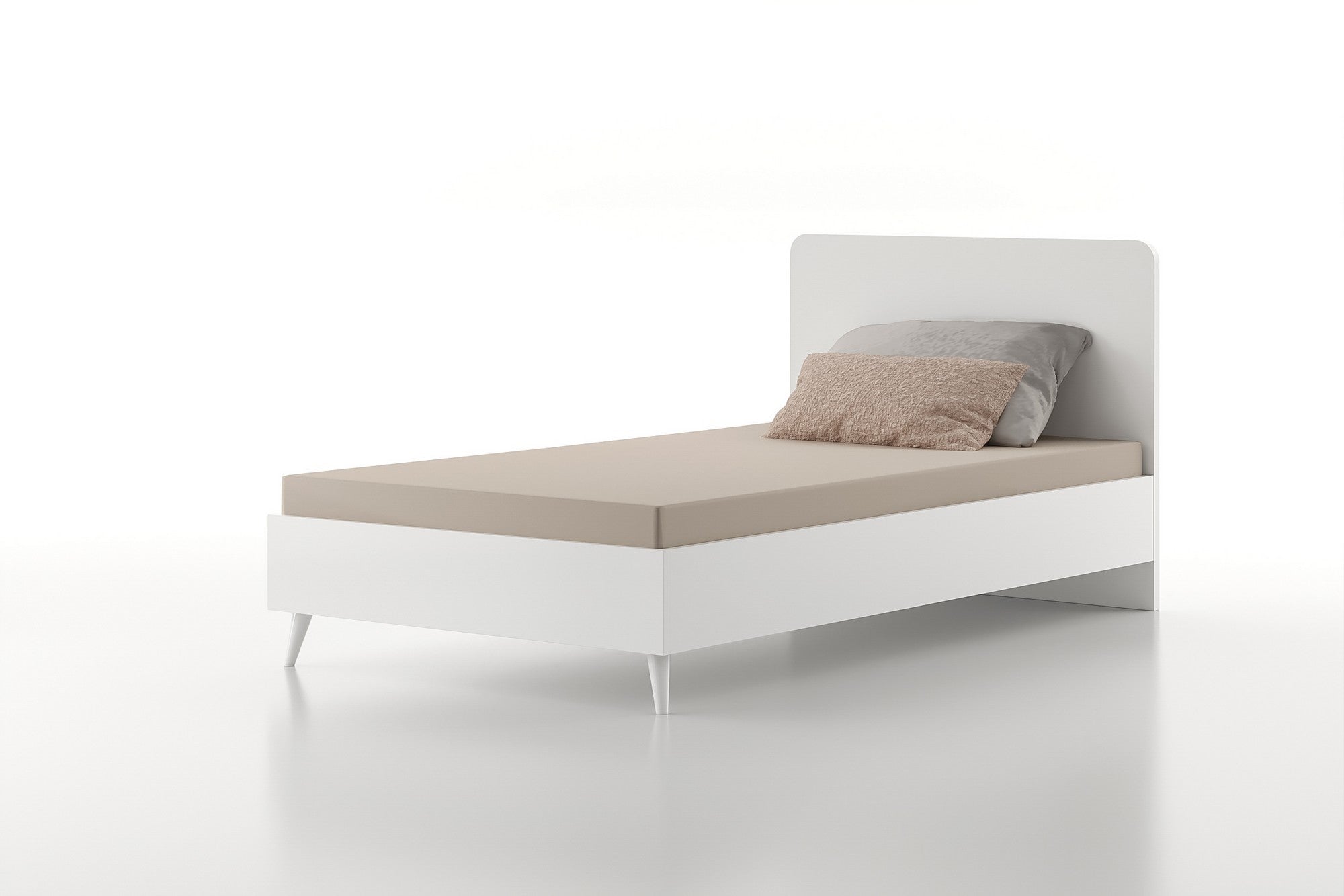 Cama de solteiro elegante, branca, 92 x 85 x 198 cm | Painel de partículas 100% revestido em melamina, 18 mm de espessura | Perfeito para quartos modernos e quartos de hóspedes