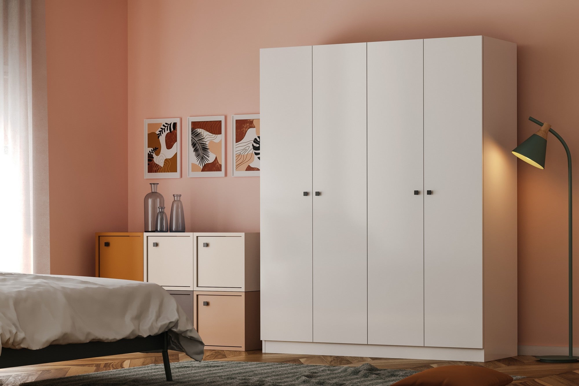 Guarda-roupa branco elegante, 120 x 170 x 41 cm | Painel de partículas 100% revestido em melamina, 18 mm de espessura | Perfeito para quartos modernos e soluções de armazenamento