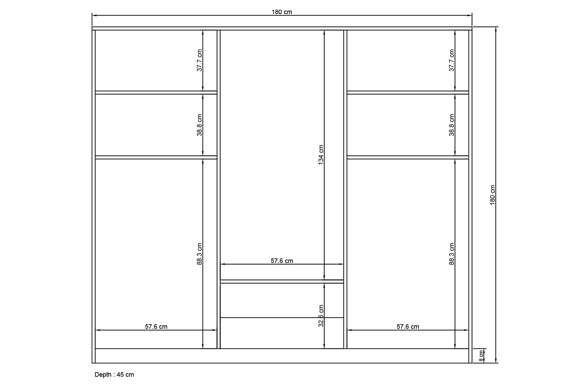 Guarda-roupa branco elegante, 180 x 180 x 43 cm | Painel de partículas 100% revestido em melamina, 18 mm de espessura | Perfeito para quartos modernos e soluções de armazenamento