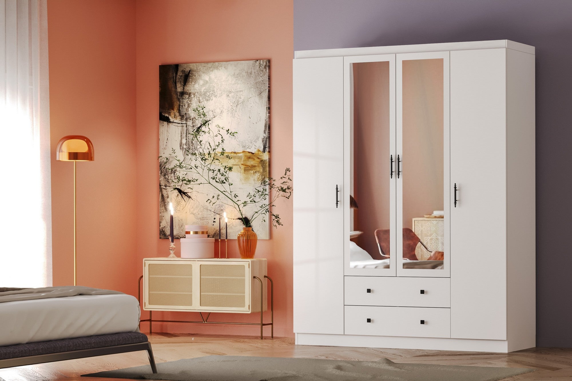 Guarda-roupa branco elegante, 140 x 210 x 50 cm | Painel de partículas 100% revestido em melamina, 18 mm de espessura | Perfeito para quartos modernos e soluções de armazenamento