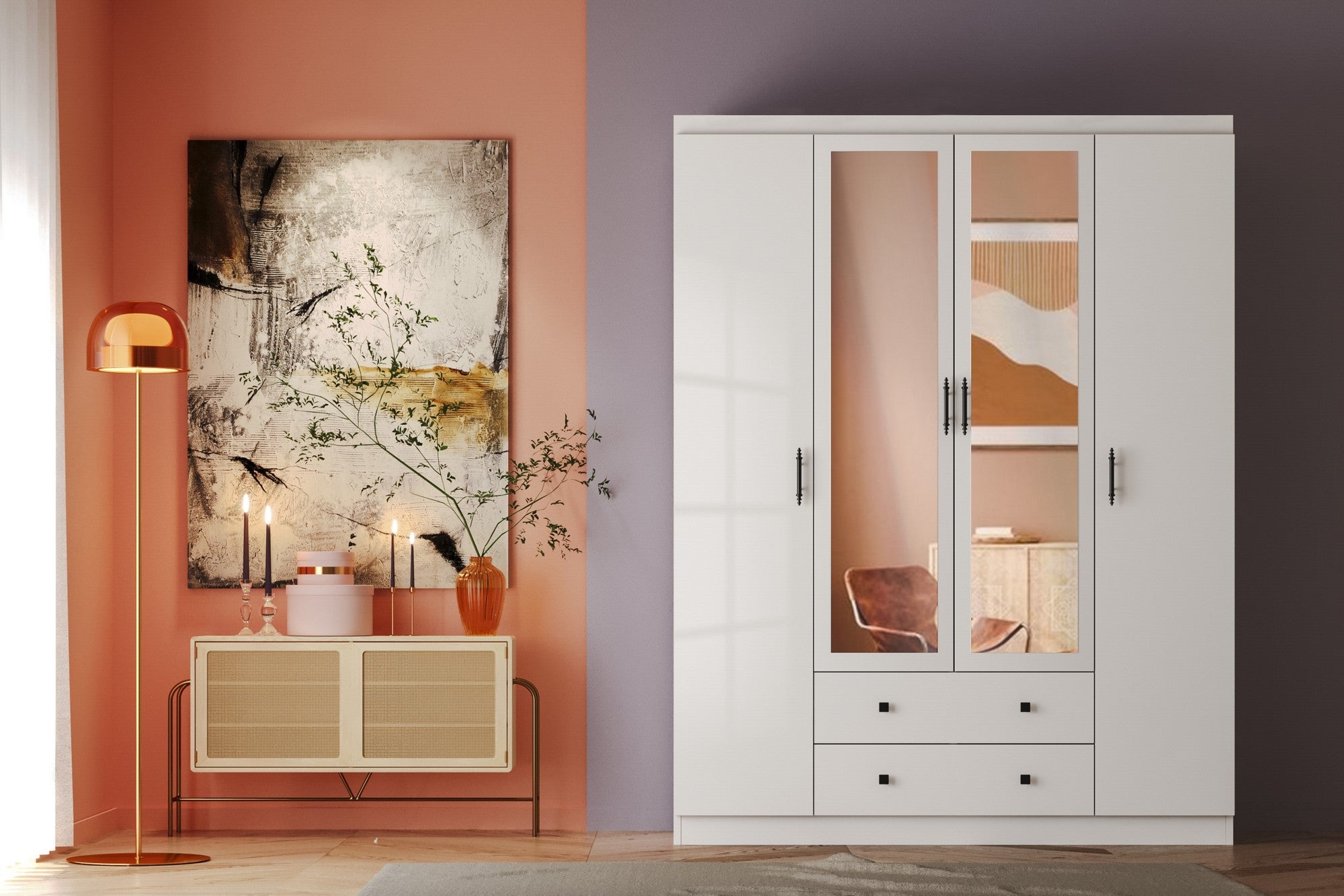 Guarda-roupa branco elegante, 140 x 210 x 50 cm | Painel de partículas 100% revestido em melamina, 18 mm de espessura | Perfeito para quartos modernos e soluções de armazenamento