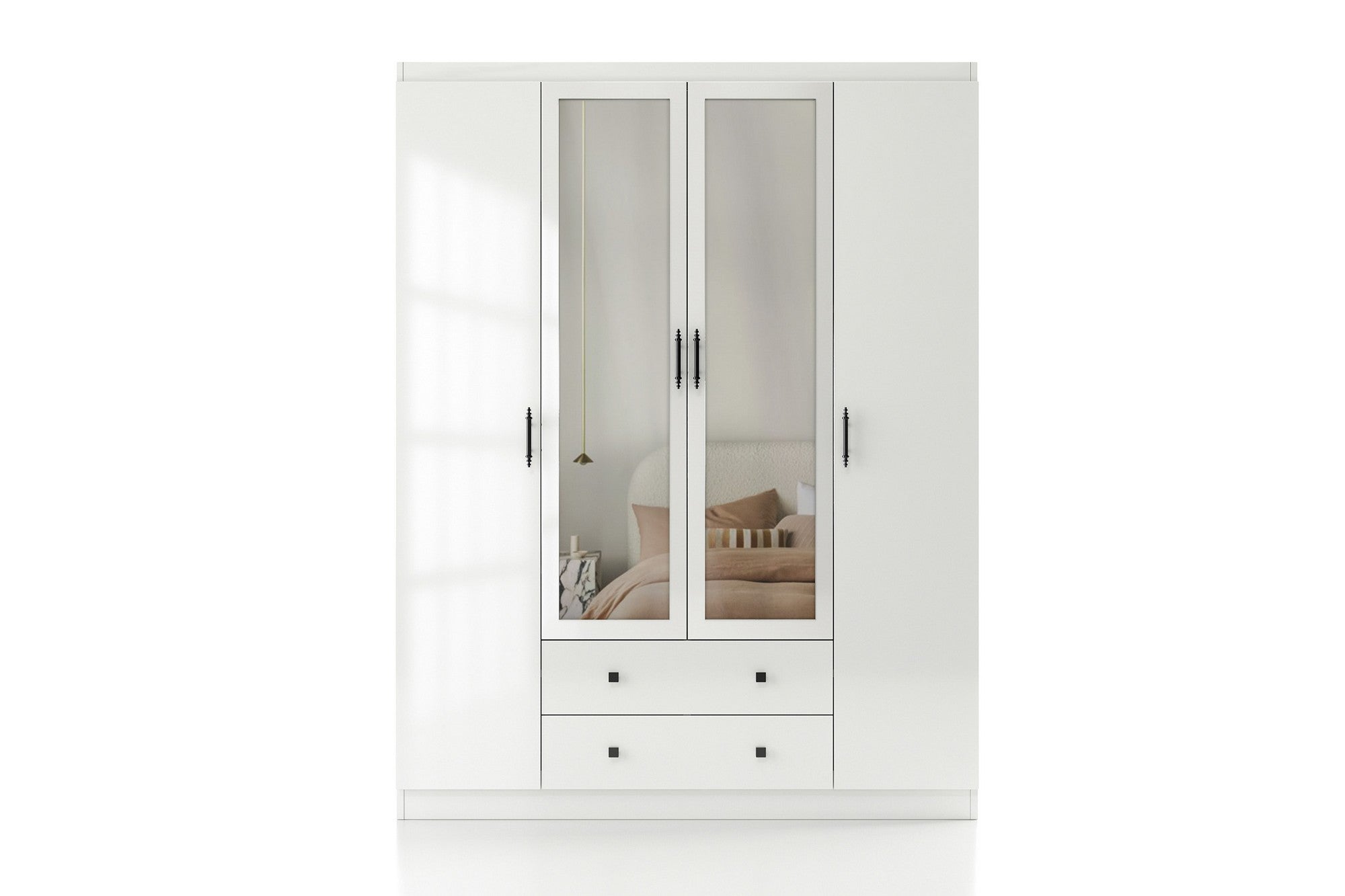 Guarda-roupa branco elegante, 140 x 210 x 50 cm | Painel de partículas 100% revestido em melamina, 18 mm de espessura | Perfeito para quartos modernos e soluções de armazenamento