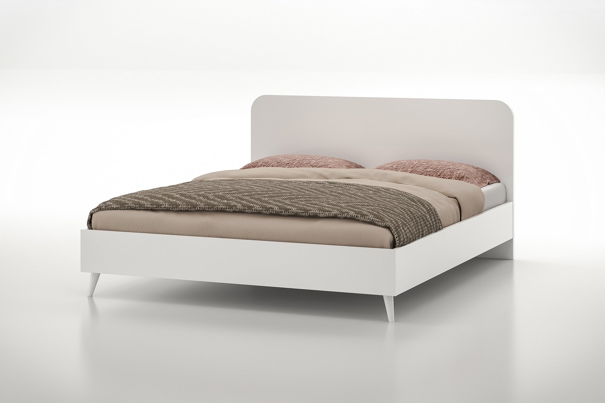 Conjunto de quarto elegante branco, 100% aglomerado revestido em melamina | Guarda-roupa (175x182x50), Cama (162x90x207), Mesa de cabeceira (45x47x38), Cômoda (90x78x41) | Design moderno e elegante