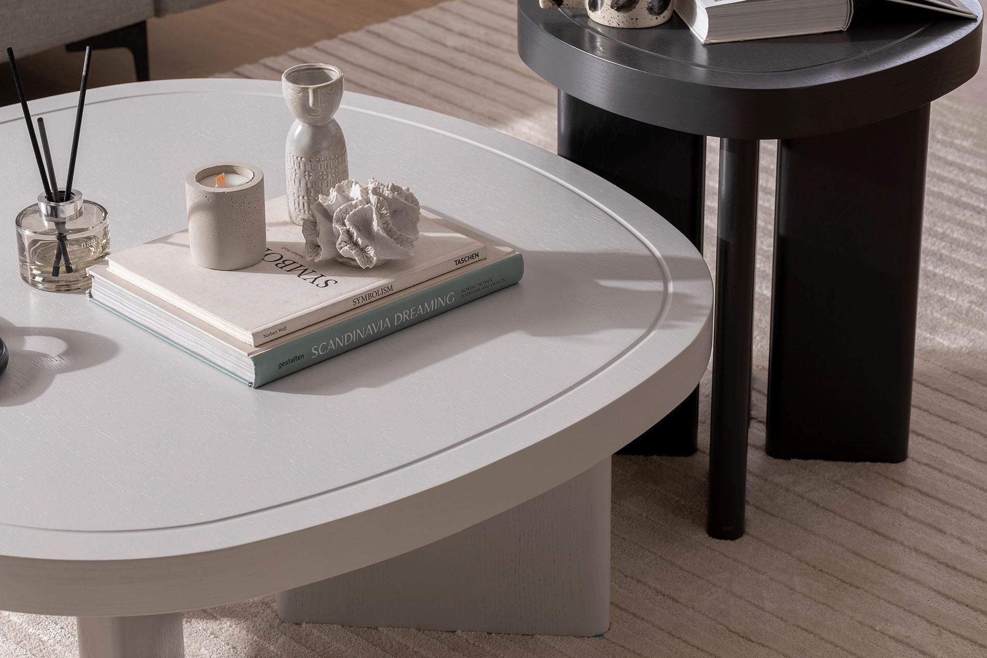 Mesa de Centro – 92 cm largura, 35 cm altura, 92 cm profundidade – Cinza – MDF