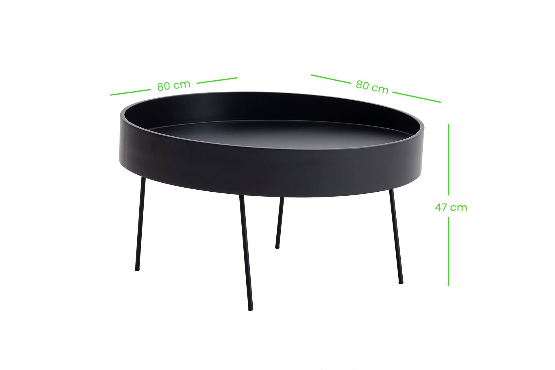 Mesa de Centro – 80 cm x 47 cm x 80 cm – Antracite – MDF com pernas metálicas