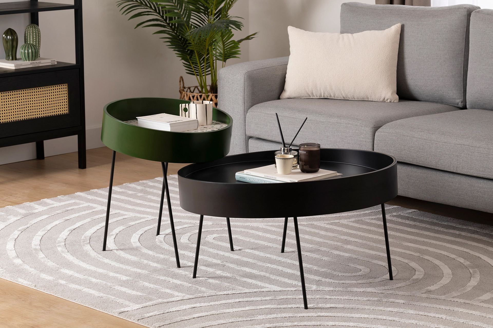 Mesa de Centro – 80 cm x 47 cm x 80 cm – Antracite – MDF com pernas metálicas