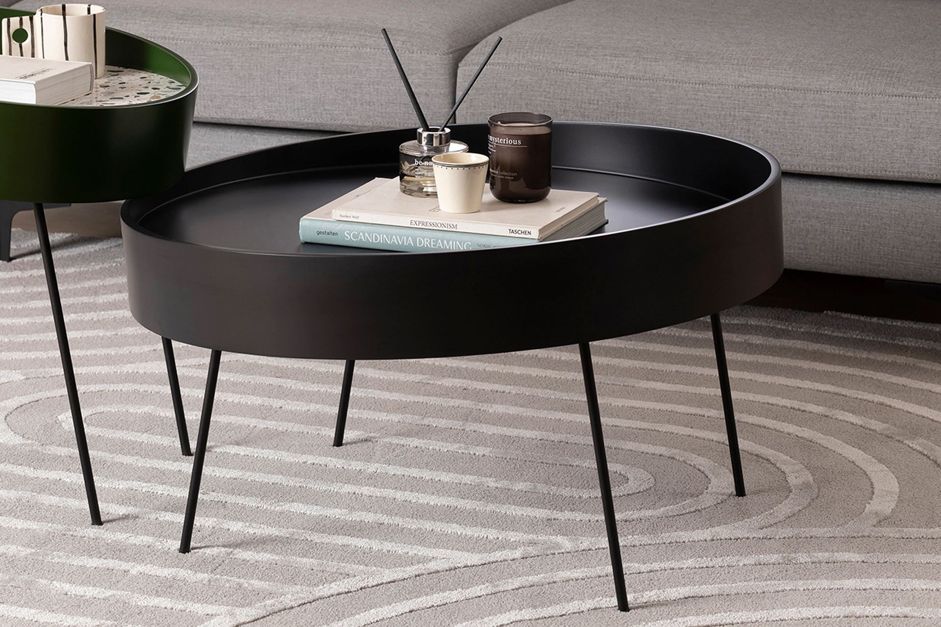 Mesa de Centro – 80 cm x 47 cm x 80 cm – Antracite – MDF com pernas metálicas