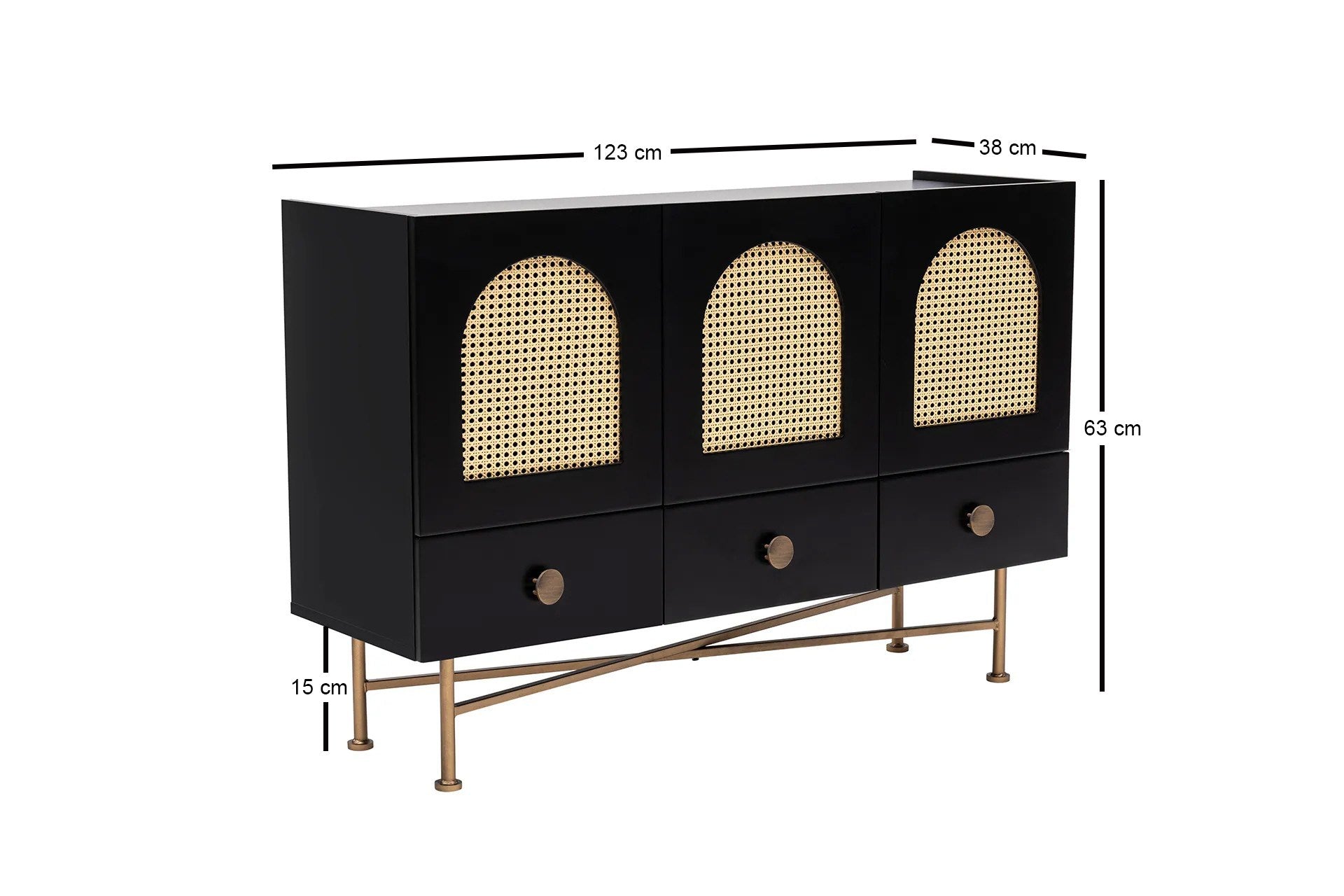 Aparador – 123 cm x 63 cm x 38 cm – Preto – Aglomerado
