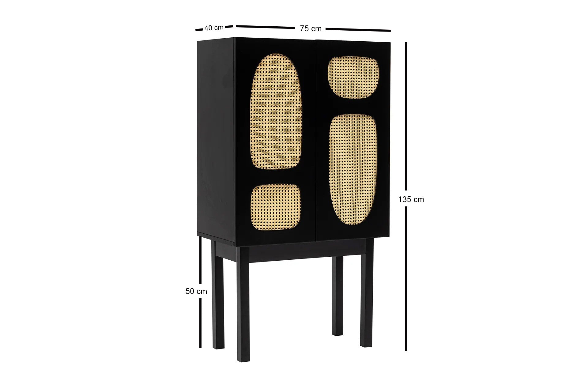 Aparador – 135 cm altura – 75 cm largura – Preto – Aglomerado