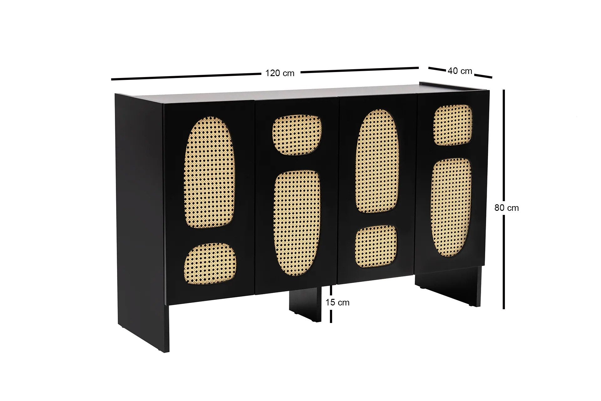 Aparador – 120 cm x 80 cm x 40 cm – Preto – Aglomerado revestido a melamina