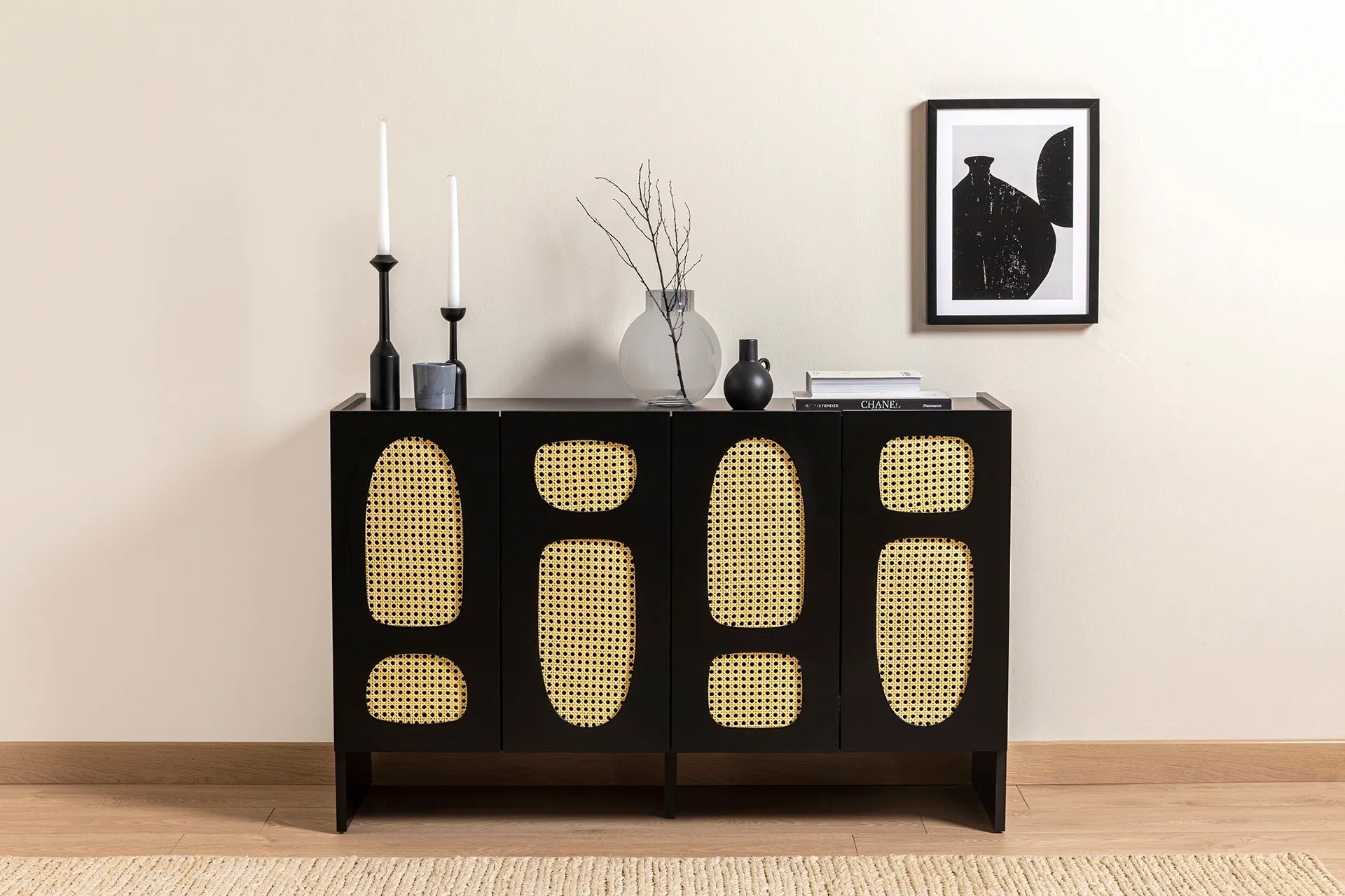 Aparador – 120 cm x 80 cm x 40 cm – Preto – Aglomerado revestido a melamina