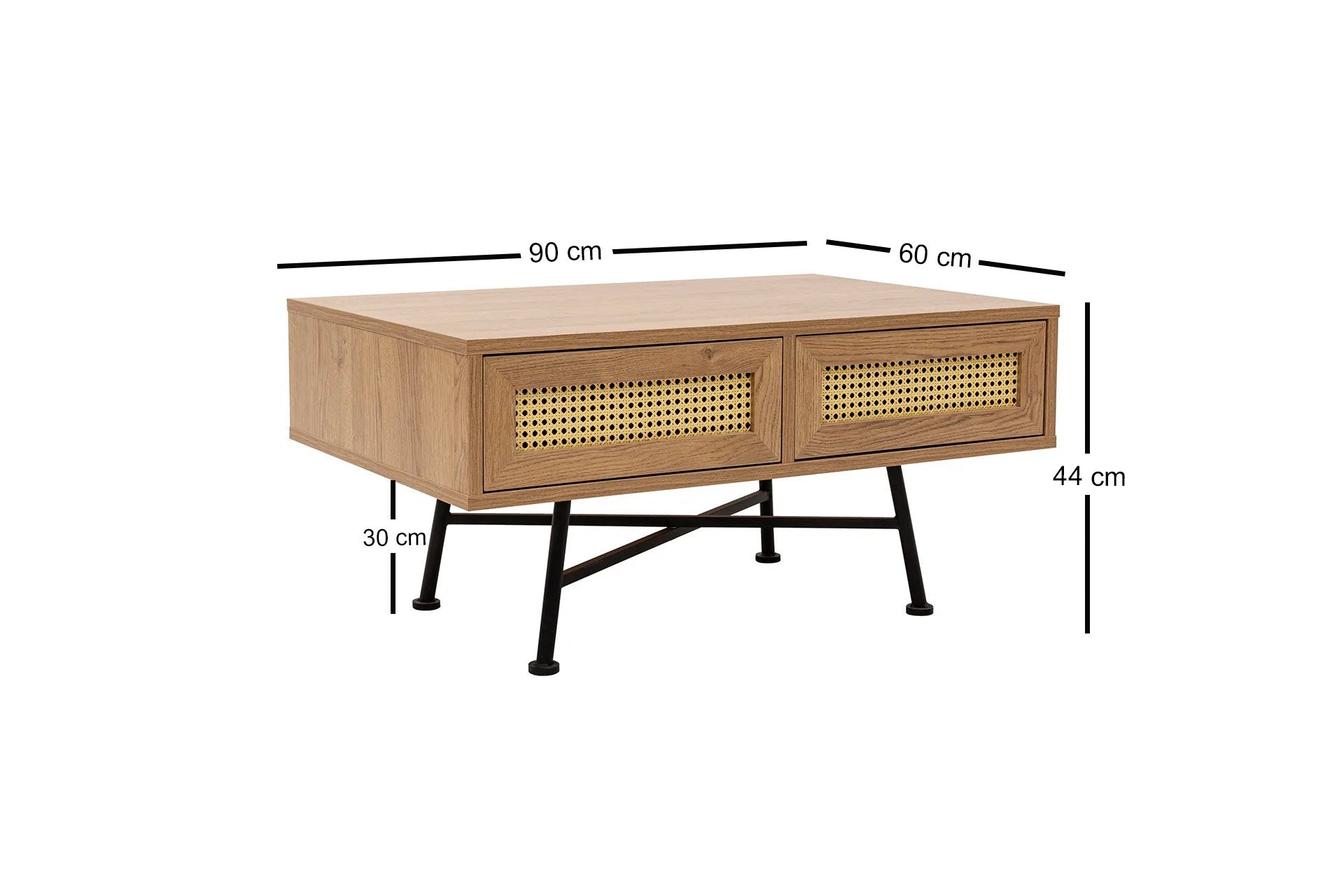 Mesa de Centro – 90 cm x 44 cm x 60 cm – Natural – Aglomerado e Metal