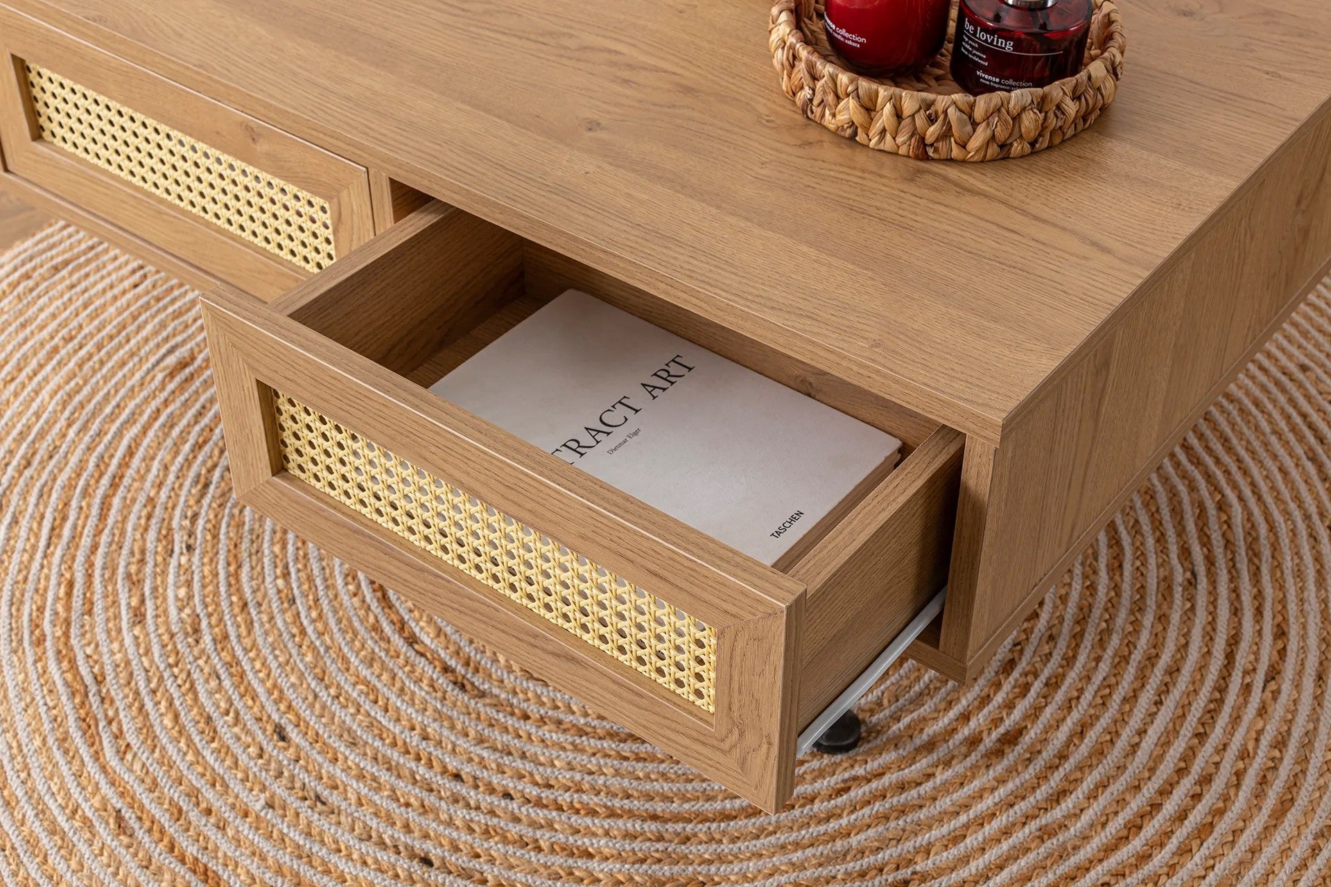 Mesa de Centro – 90 cm x 44 cm x 60 cm – Natural – Aglomerado e Metal