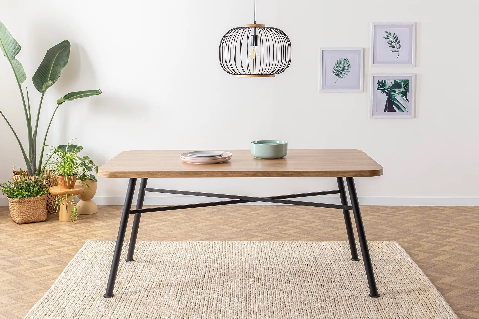 Mesa de jantar – 160 cm x 75 cm x 90 cm – Natural – Aglomerado