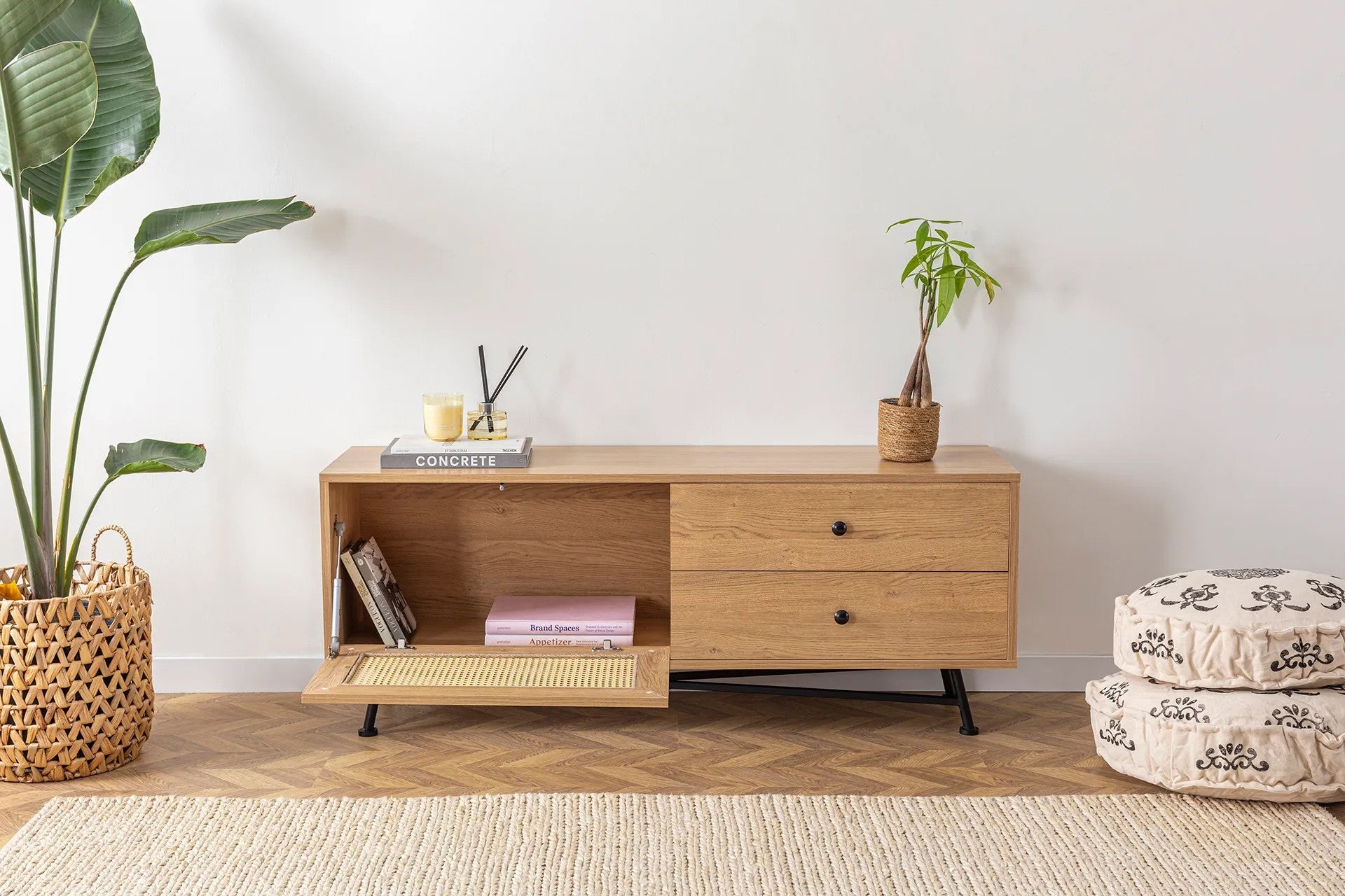 Móvel de TV – 140 cm x 55 cm x 40 cm – Natural – Aglomerado