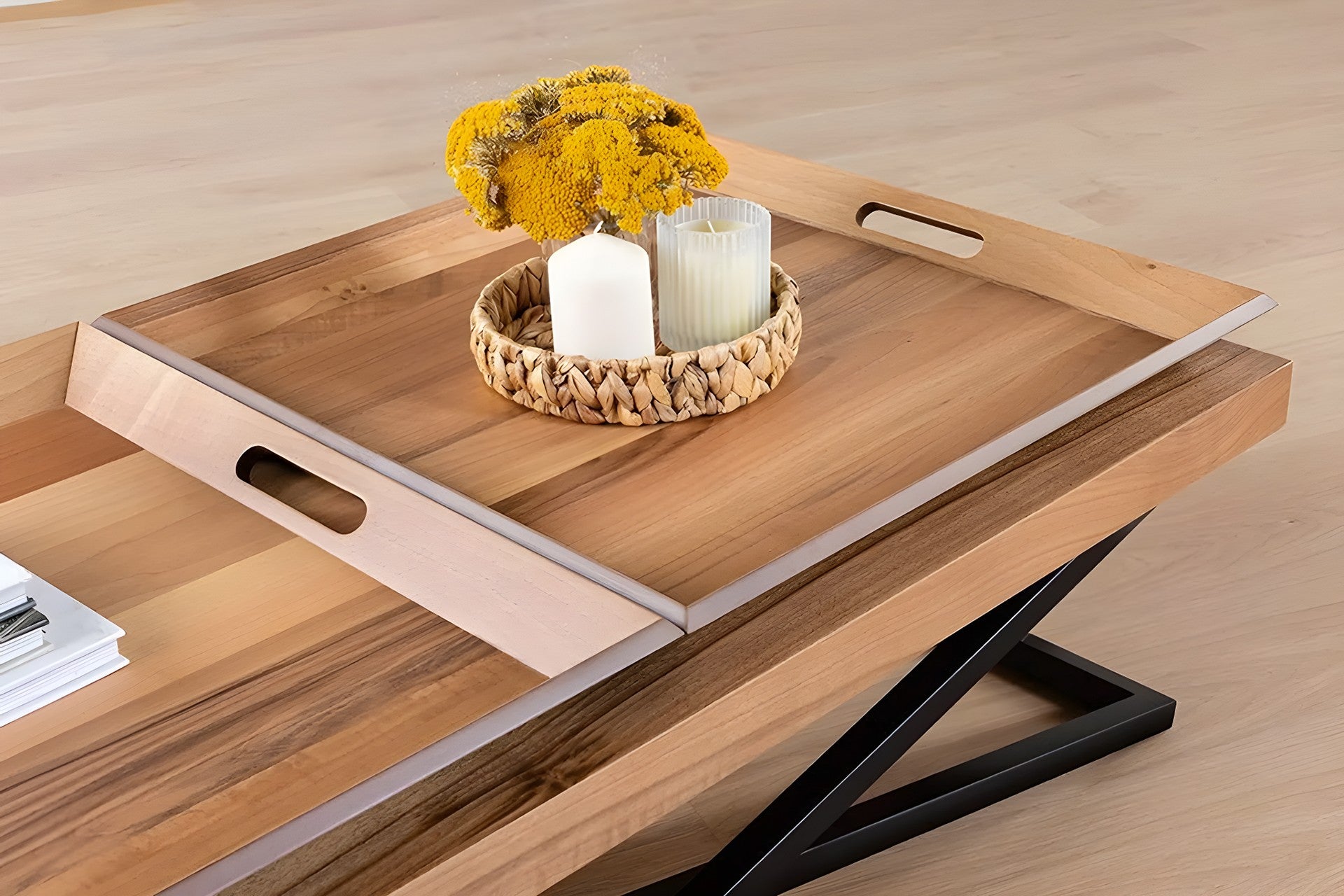 Mesa de Centro – 120 cm x 42 cm x 60 cm – Nogueira – MDF