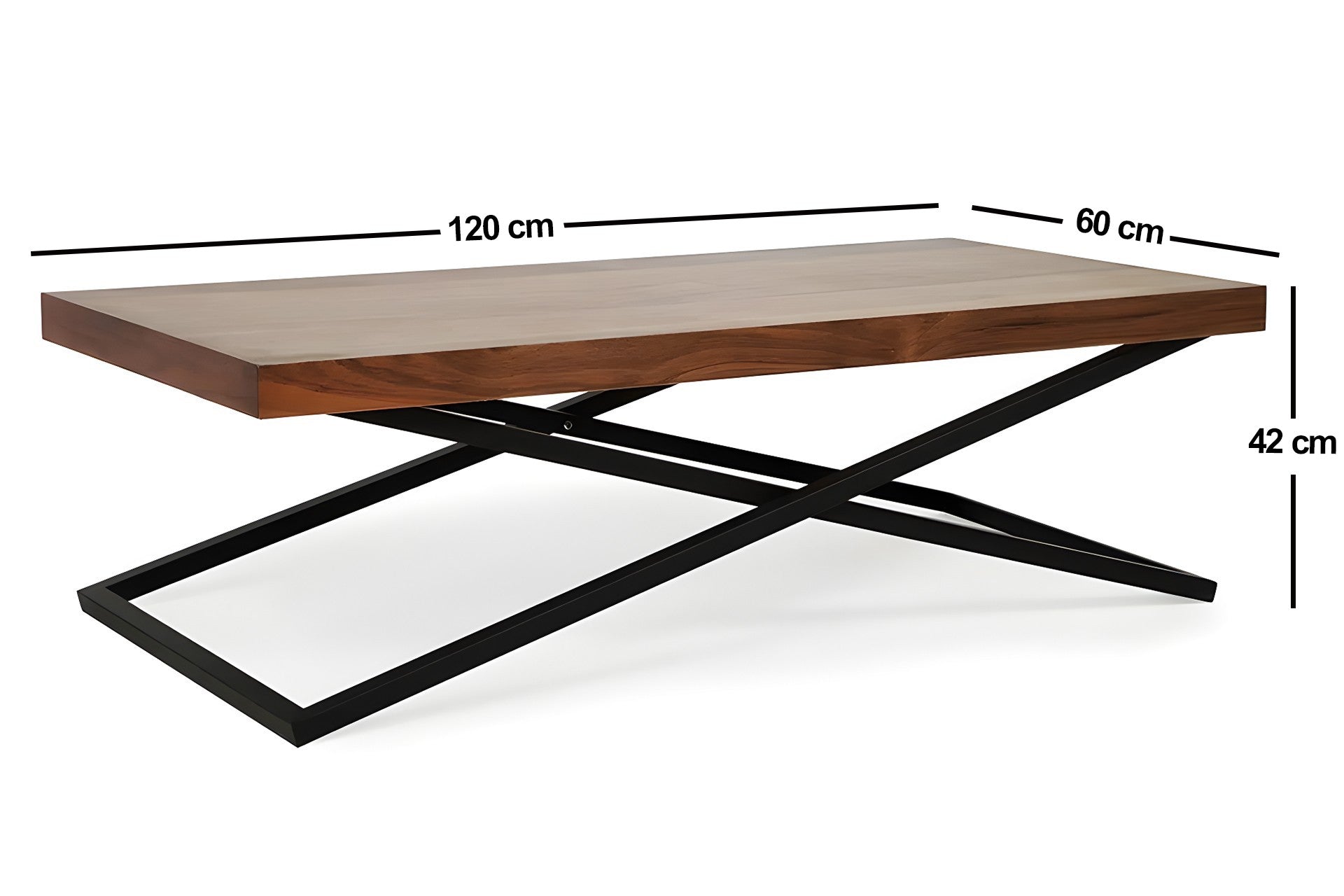 Mesa de Centro – 120 cm x 42 cm x 60 cm – Nogueira – MDF