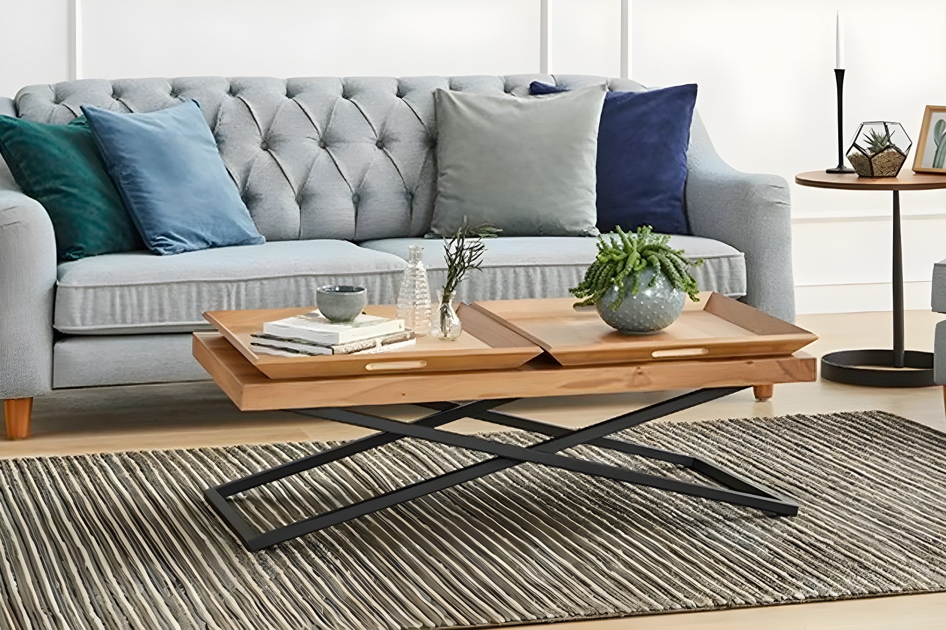 Mesa de Centro – 120 cm x 42 cm x 60 cm – Nogueira – MDF