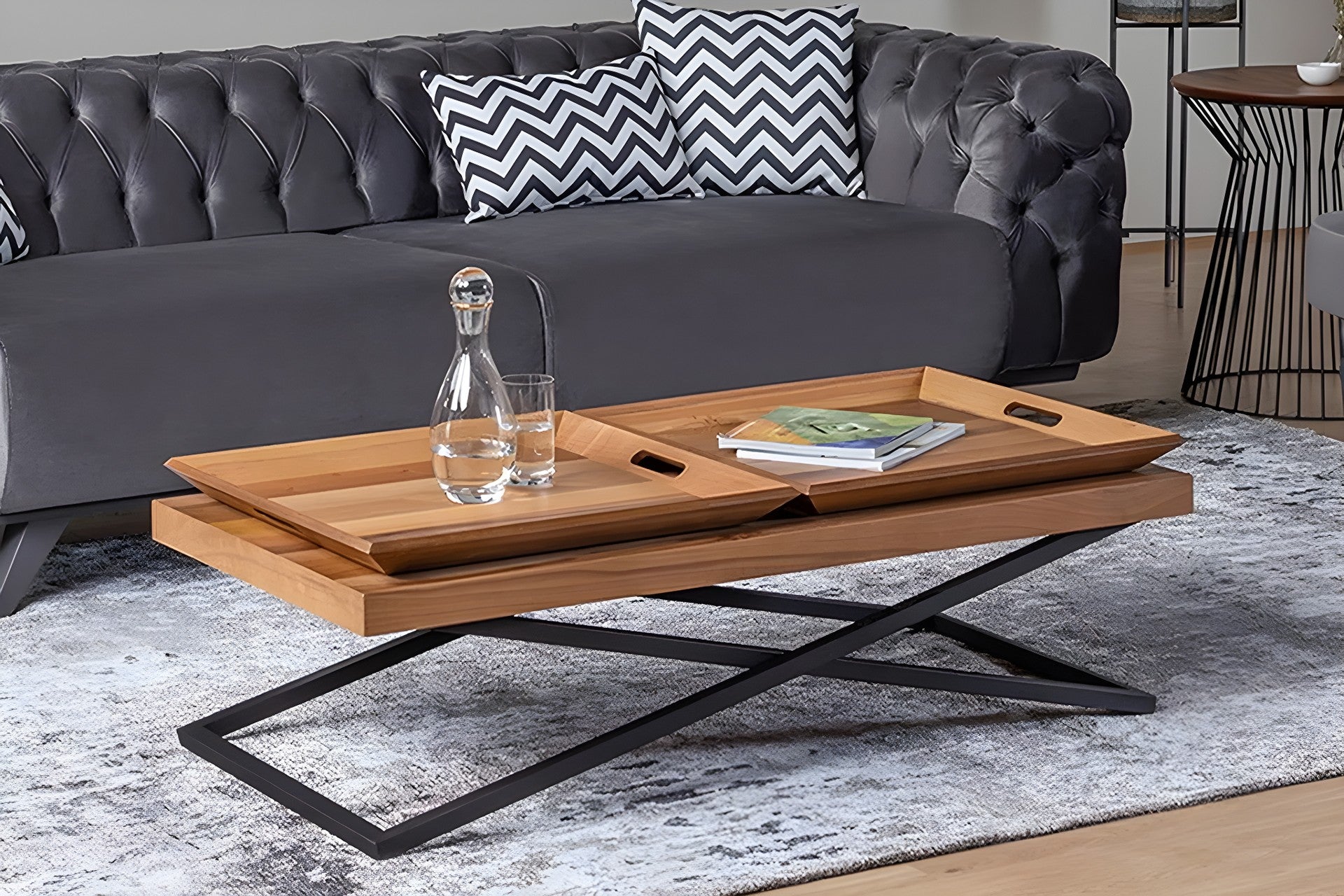 Mesa de Centro – 120 cm x 42 cm x 60 cm – Nogueira – MDF