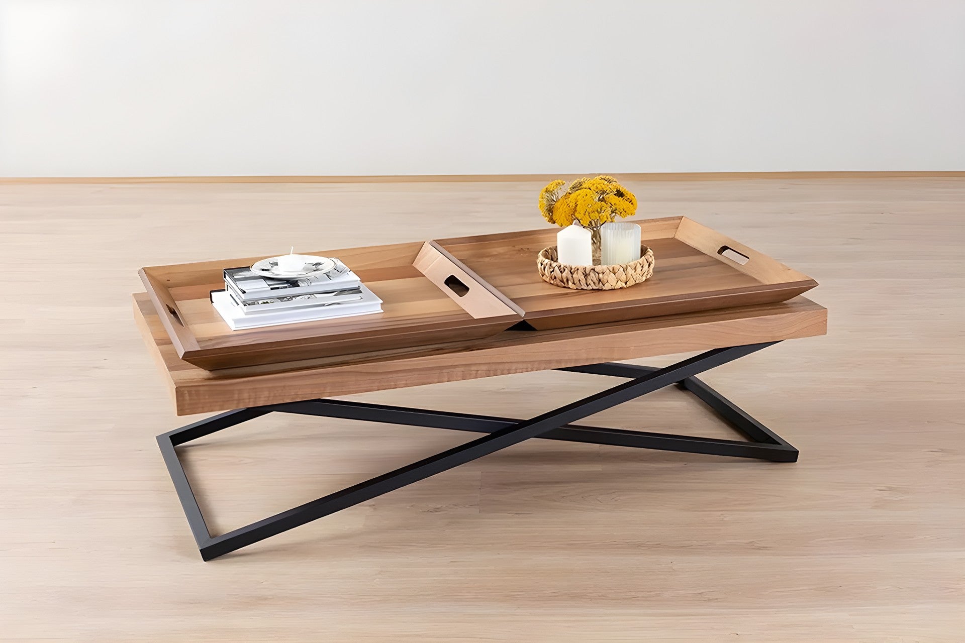 Mesa de Centro – 120 cm x 42 cm x 60 cm – Nogueira – MDF