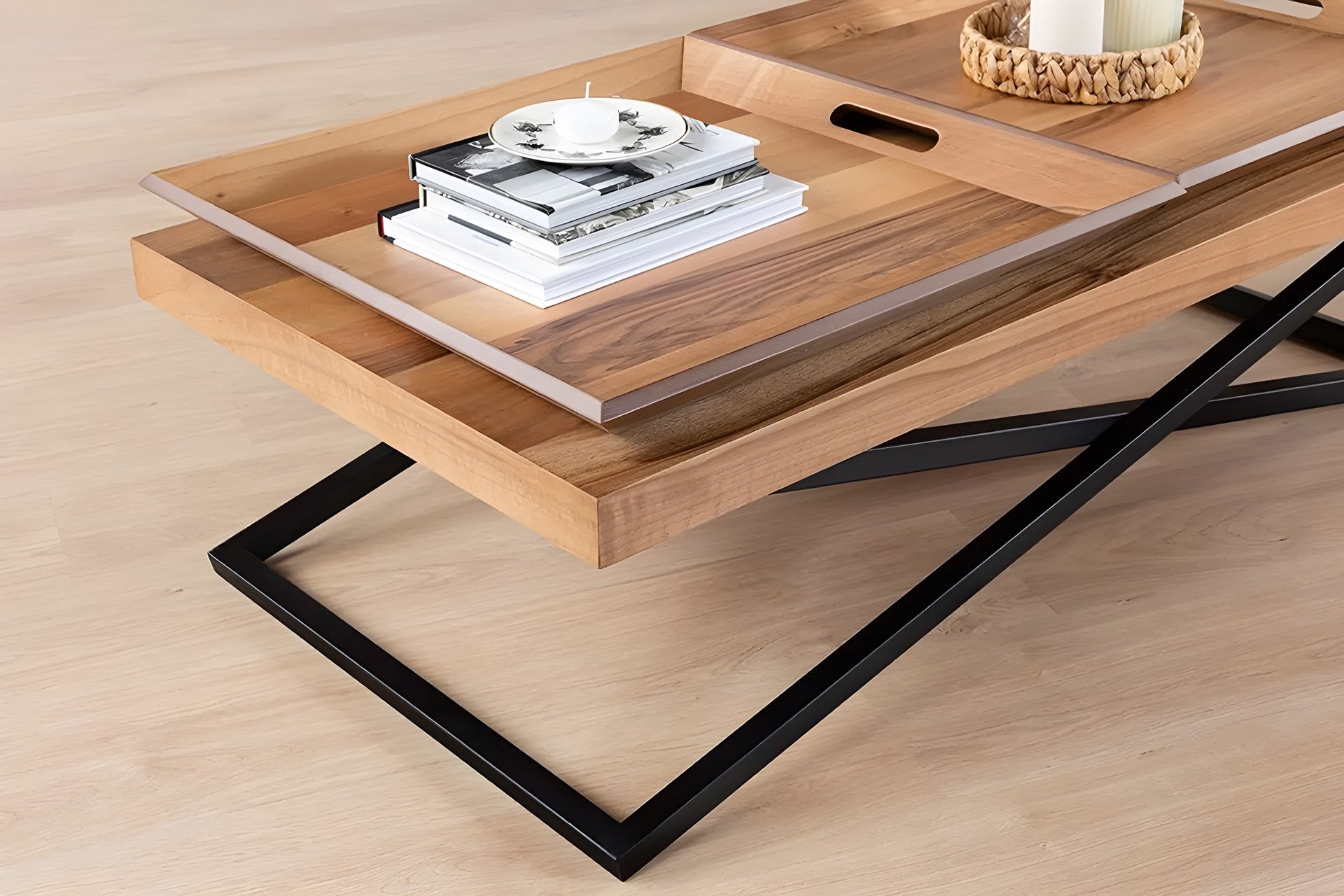 Mesa de Centro – 120 cm x 42 cm x 60 cm – Nogueira – MDF