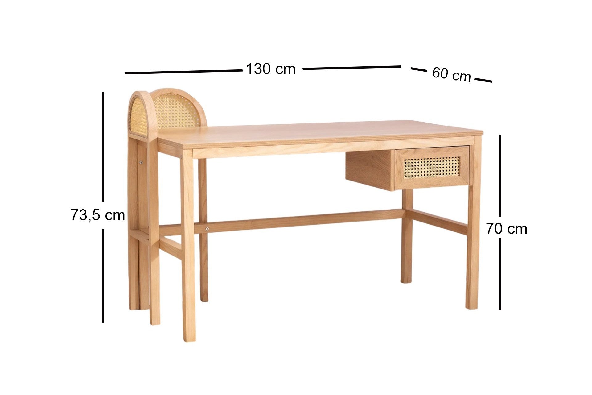 Secretária de Estudo – 130 cm x 73.5 cm x 60 cm – Cor natural – Aglomerado e madeira