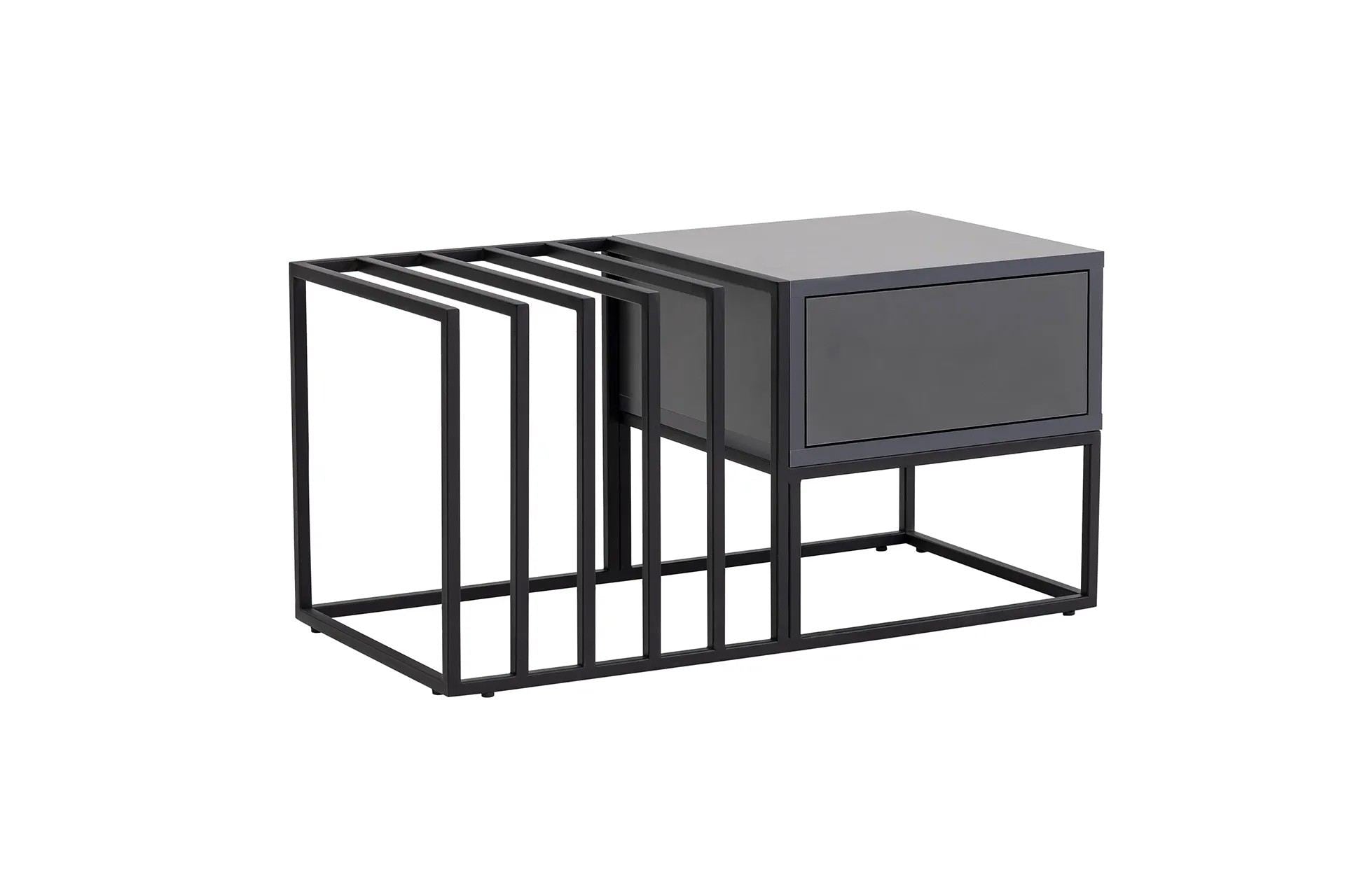 Mesa de Centro – 90 cm x 37 cm x 90 cm – Preto – Aglomerado com revestimento de melamina
