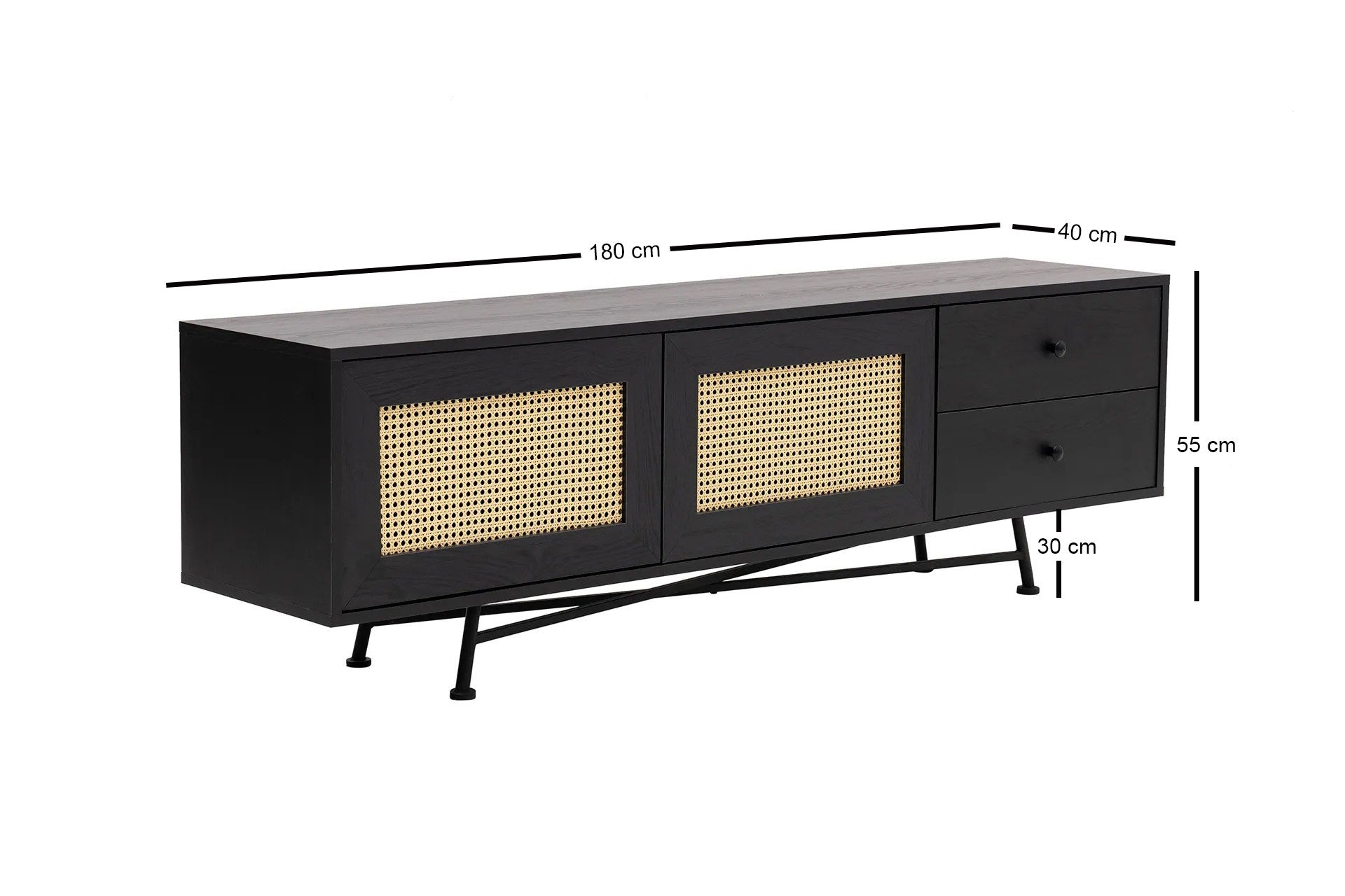 Móvel de TV – 180 cm x 55 cm x 40 cm – Preto – Aglomerado