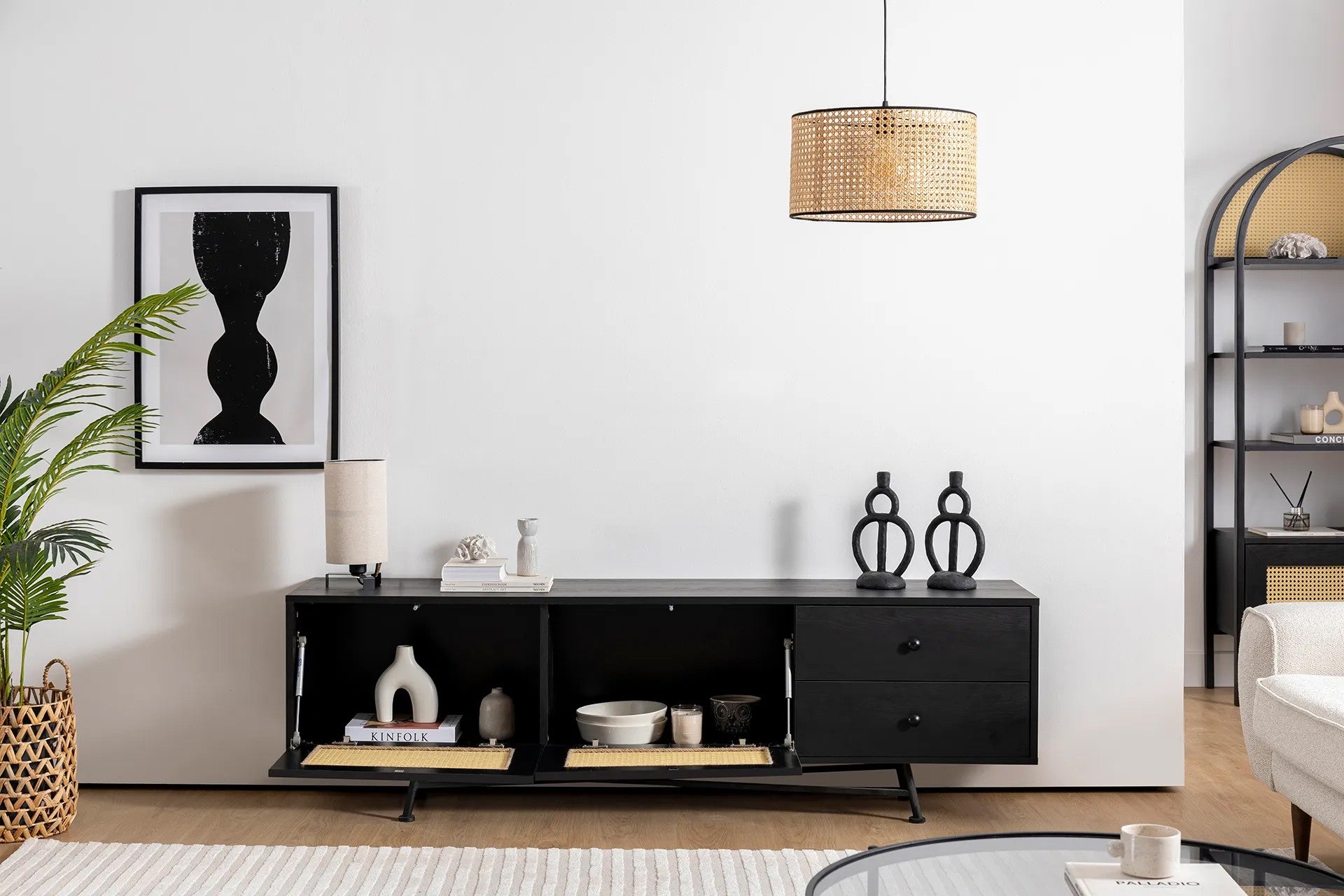 Móvel de TV – 180 cm x 55 cm x 40 cm – Preto – Aglomerado