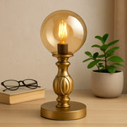 Candeeiro de Mesa – 35 cm – Dourado – Metal e Vidro