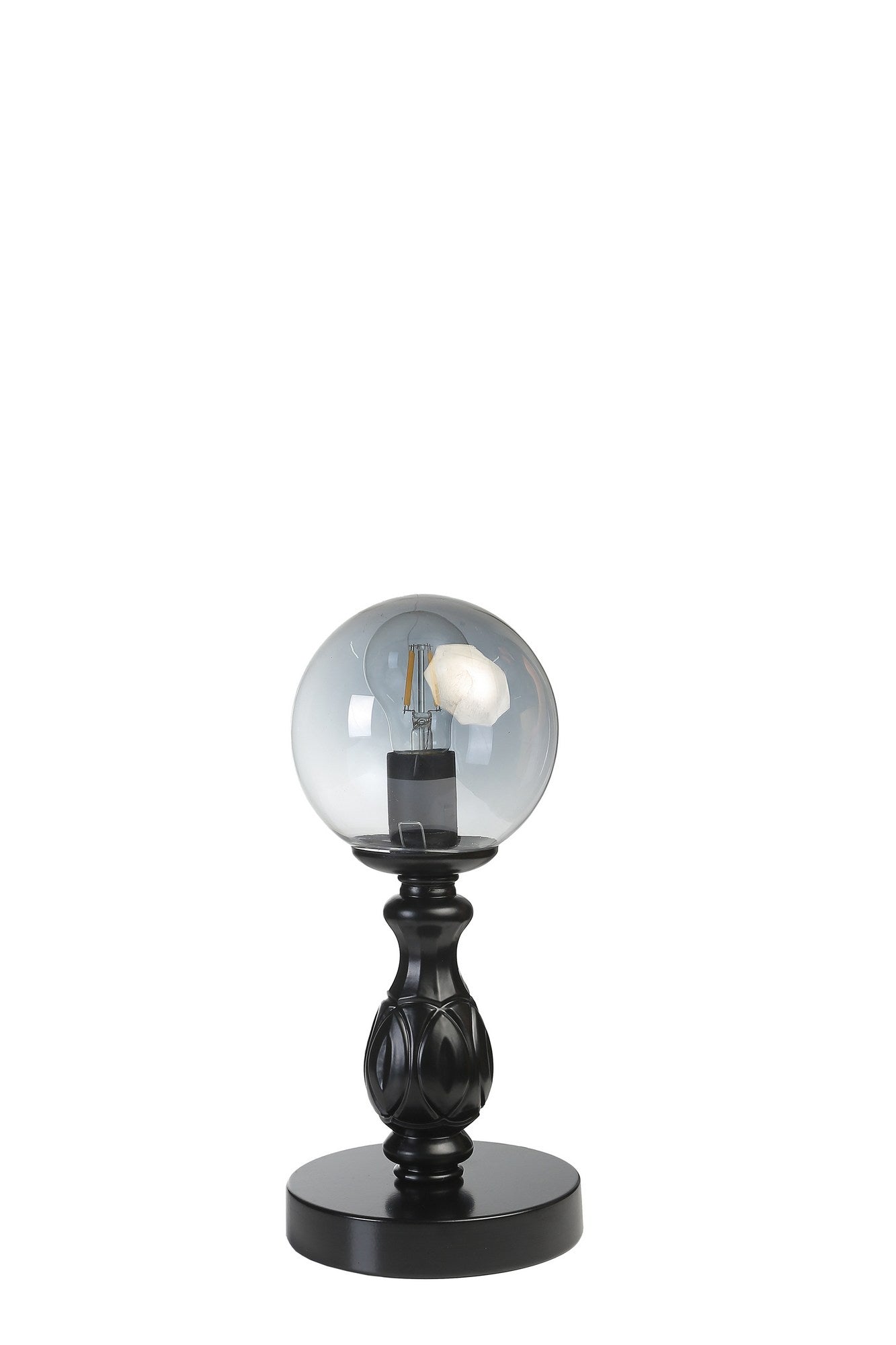 Candeeiro de mesa – 15 cm de diâmetro – Preto – Metal e vidro