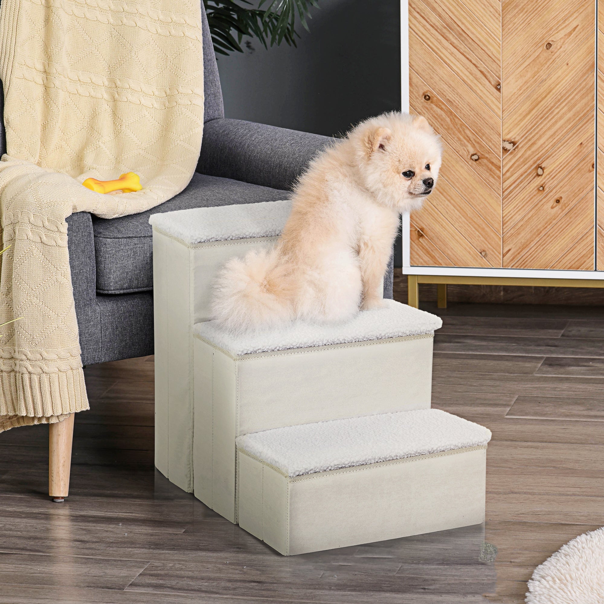 Escada para Animais de Estimação – 40x54x48 cm – Branco – MDF