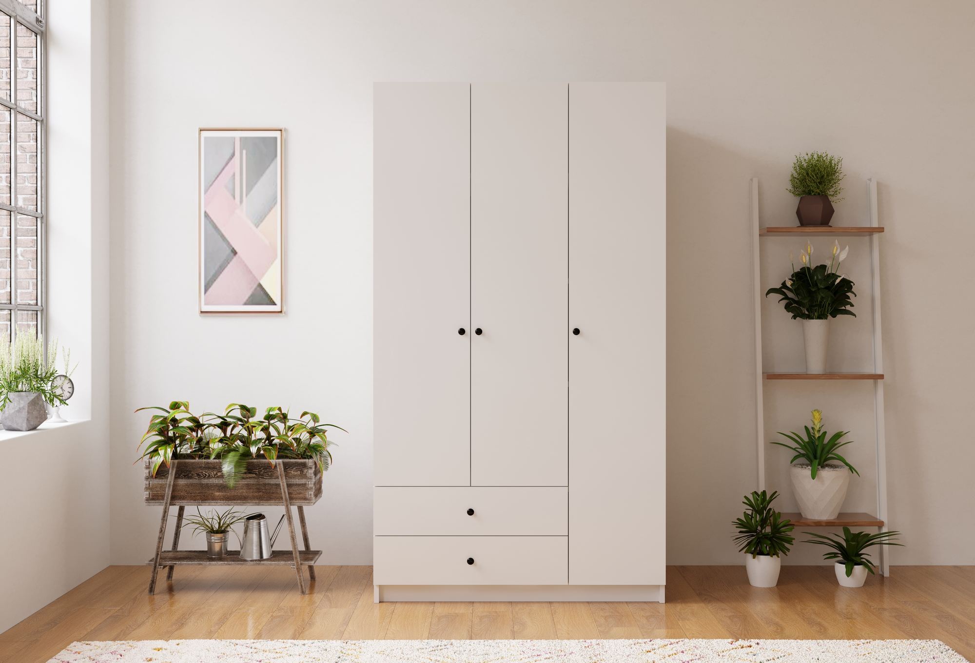 Guarda-roupa – 90cm x 180cm x 45cm – Branco fosco – Aglomerado