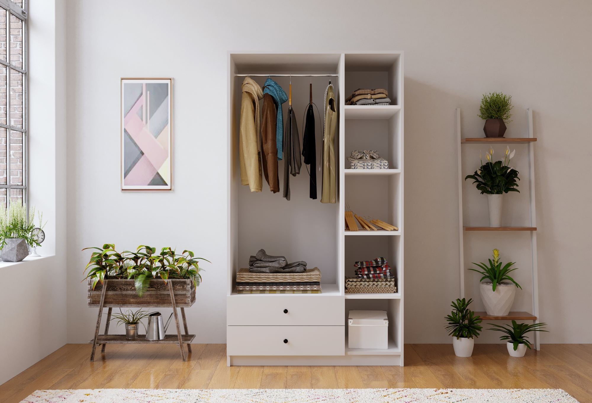 Guarda-roupa – 90cm x 180cm x 45cm – Branco fosco – Aglomerado