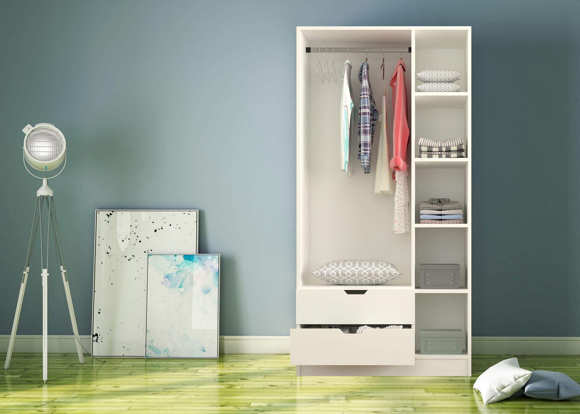 Guarda-roupa – 90cm x 180cm x 45cm – Branco Fosco – Aglomerado de Melamina
