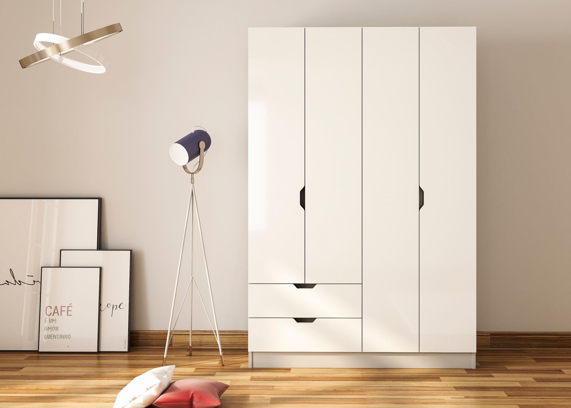 Guarda-roupa – 120cm x 180cm x 45cm – Branco Fosco – MDF
