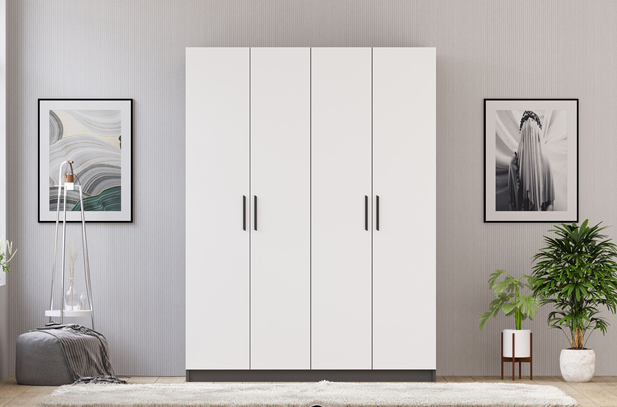Guarda-roupa – 120cm x 180cm x 45cm – Branco Fosco e Antracite – Aglomerado Melamínico