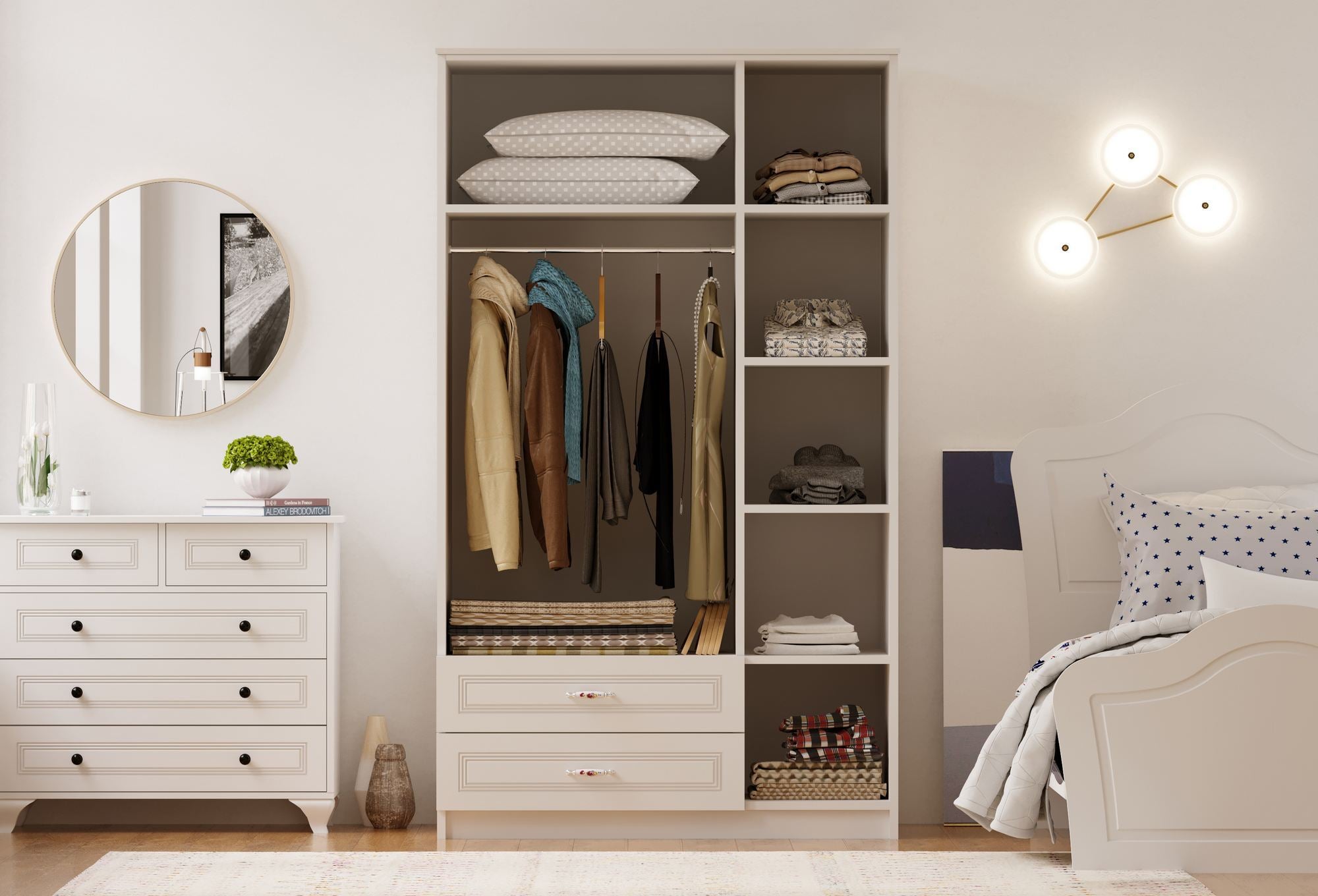 Guarda-roupa – 105 cm x 180 cm x 52 cm – Branco Fosco – Aglomerado de melamina