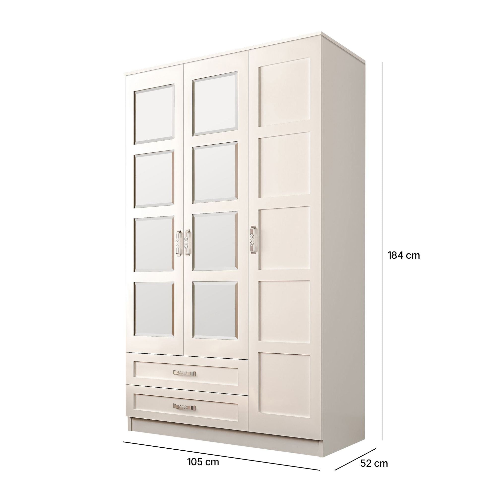 Guarda-roupa – 105cm x 184cm x 52cm – Branco Fosco – MDF