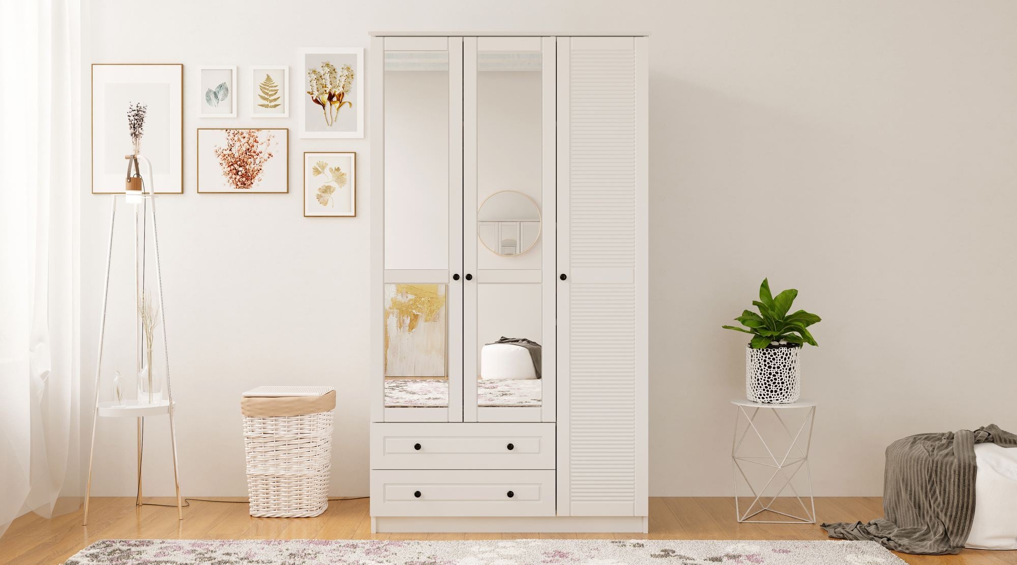 Guarda-roupa – 105 cm x 184 cm x 52 cm – Branco Fosco – Aglomerado com melamina