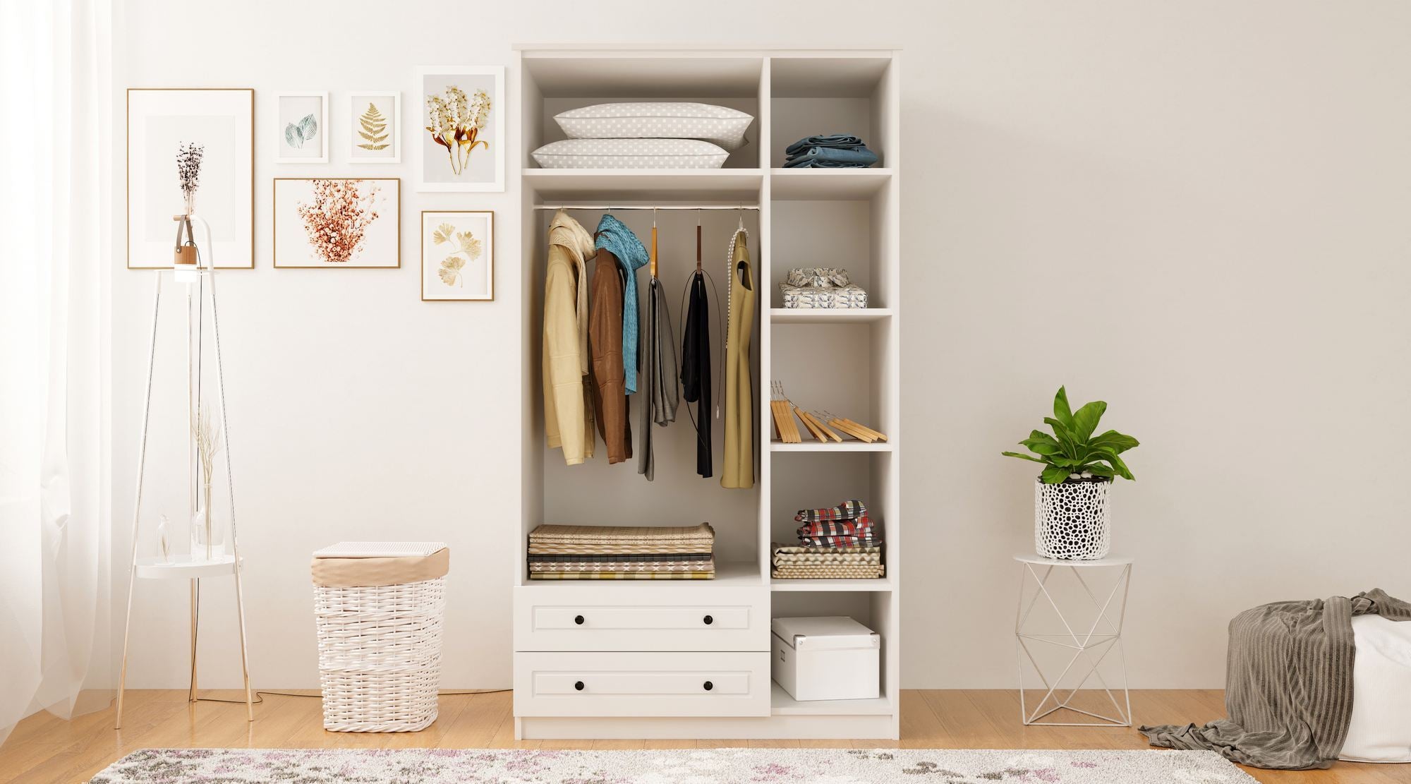 Guarda-roupa – 105 cm x 184 cm x 52 cm – Branco Fosco – Aglomerado com melamina