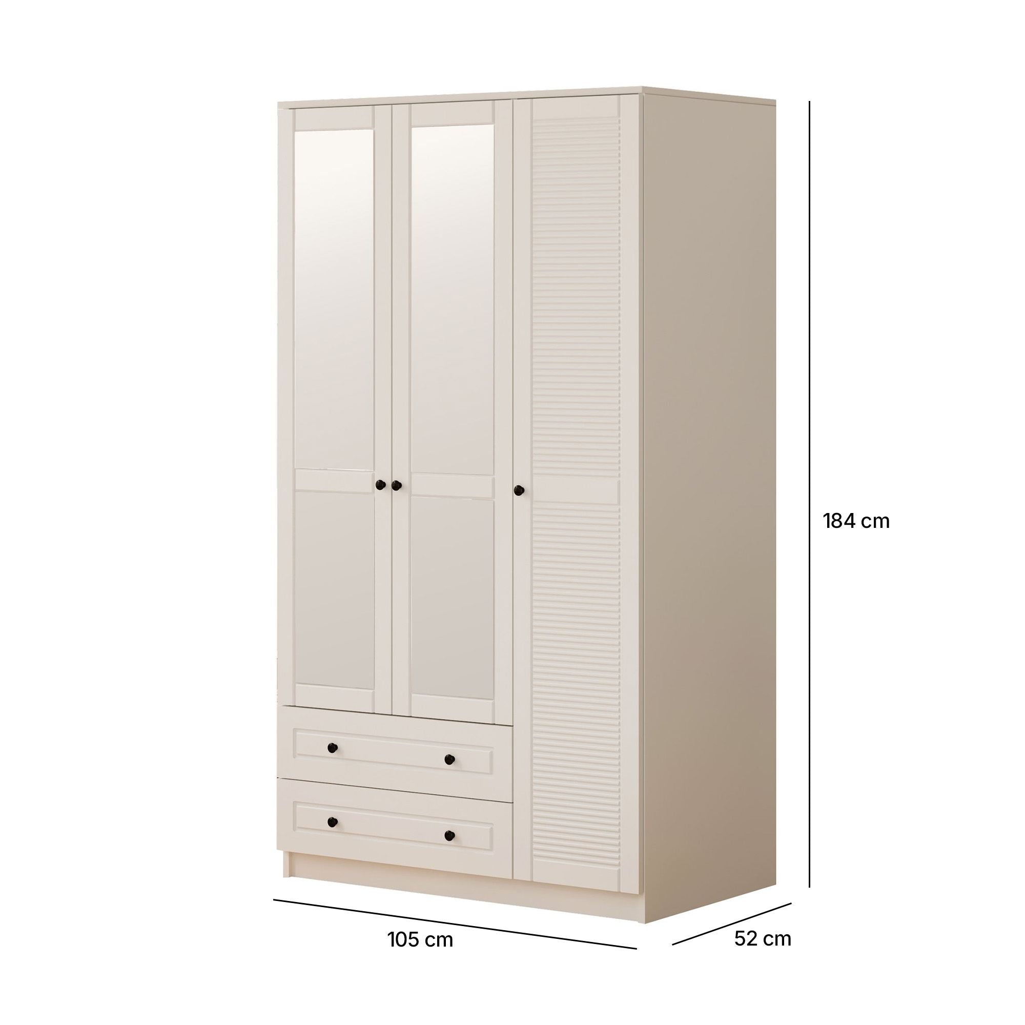 Guarda-roupa – 105 cm x 184 cm x 52 cm – Branco Fosco – Aglomerado com melamina