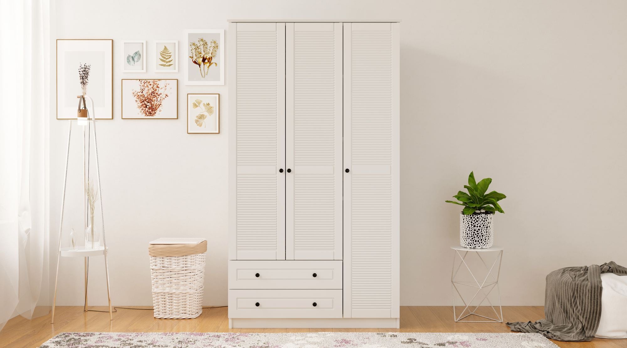 Guarda-roupa – 105 cm x 184 cm x 52 cm – Branco Fosco – Aglomerado de Melamina