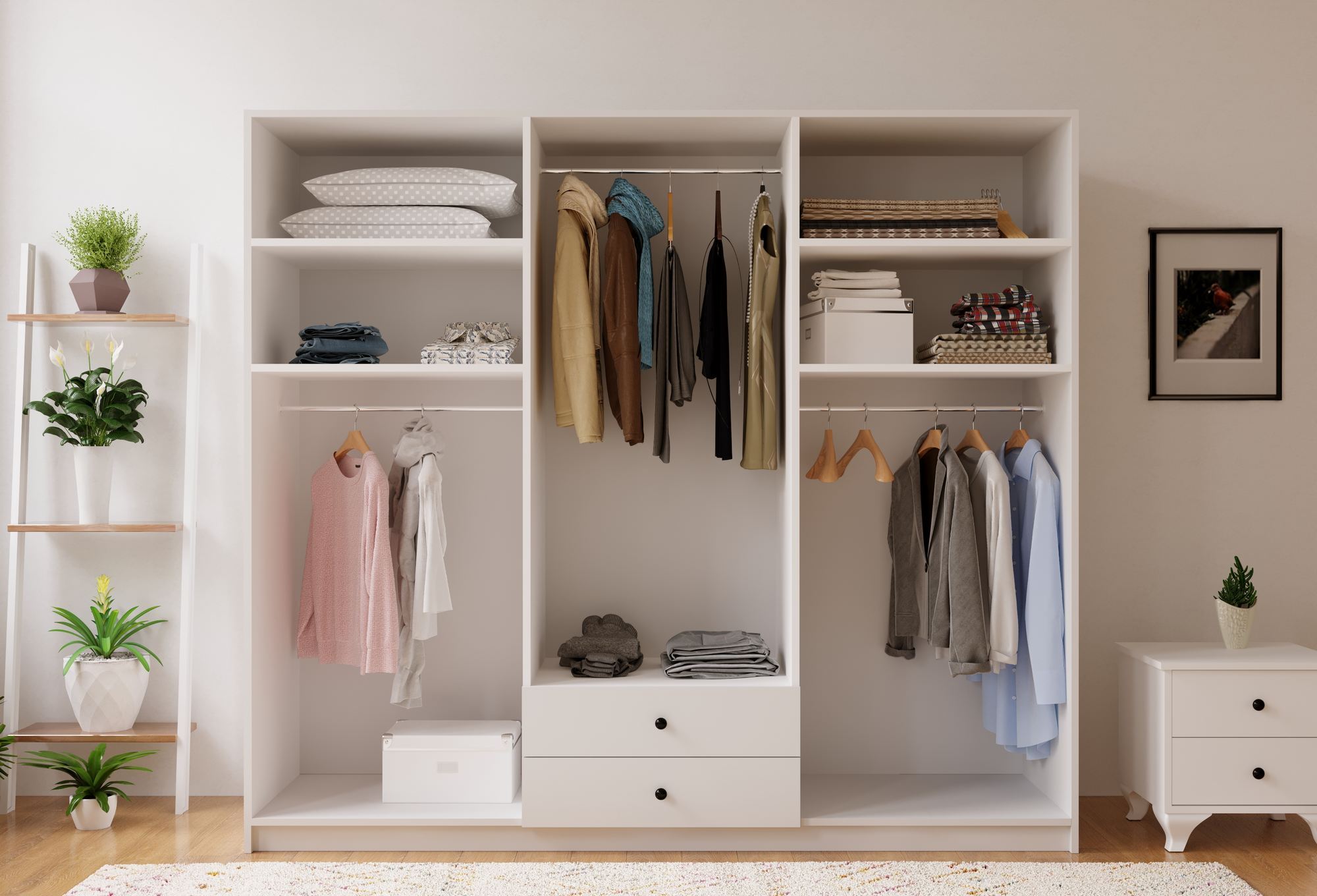 Guarda-Roupa – 180 cm x 180 cm x 45 cm – Branco Fosco – Painel de Partículas com Revestimento de Melamina