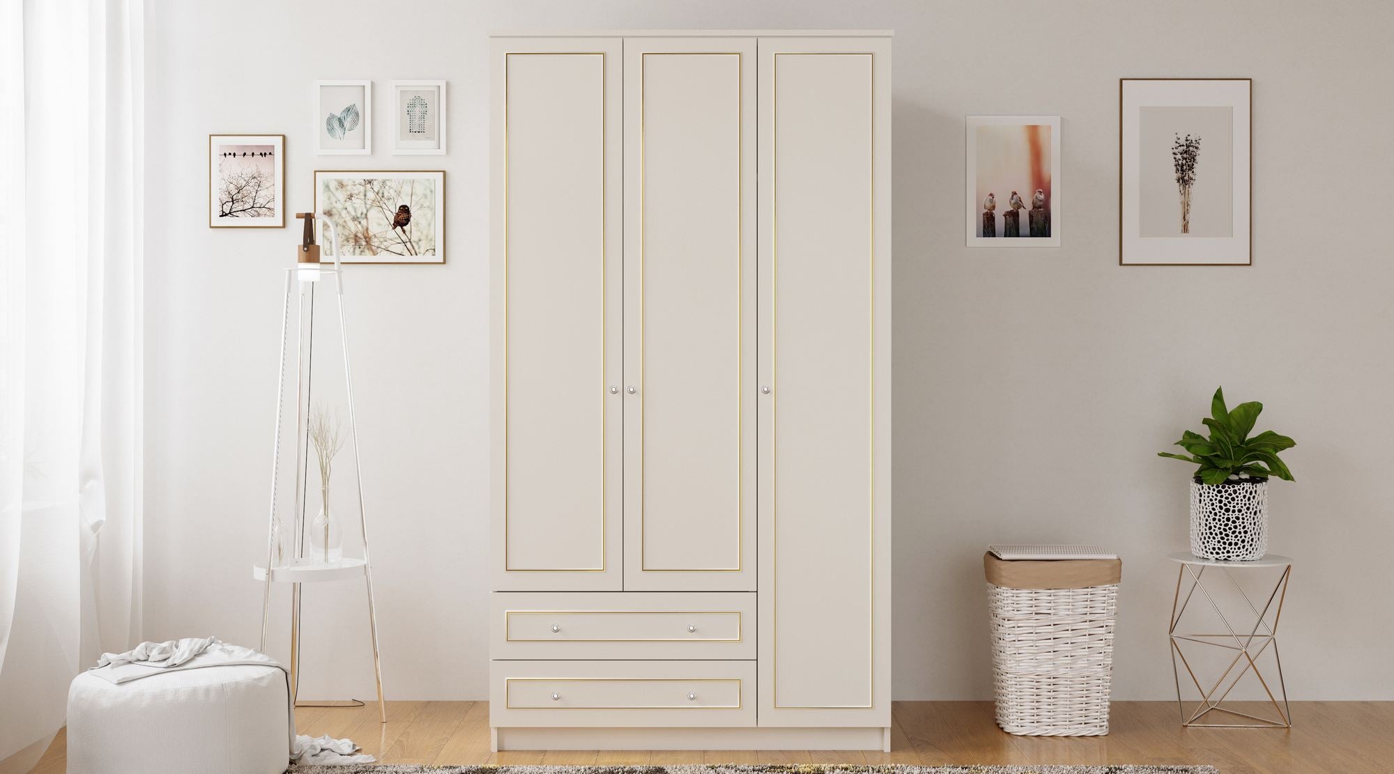 Guarda-Roupa – 105x210x52 cm – Branco Fosco – Painel de partículas