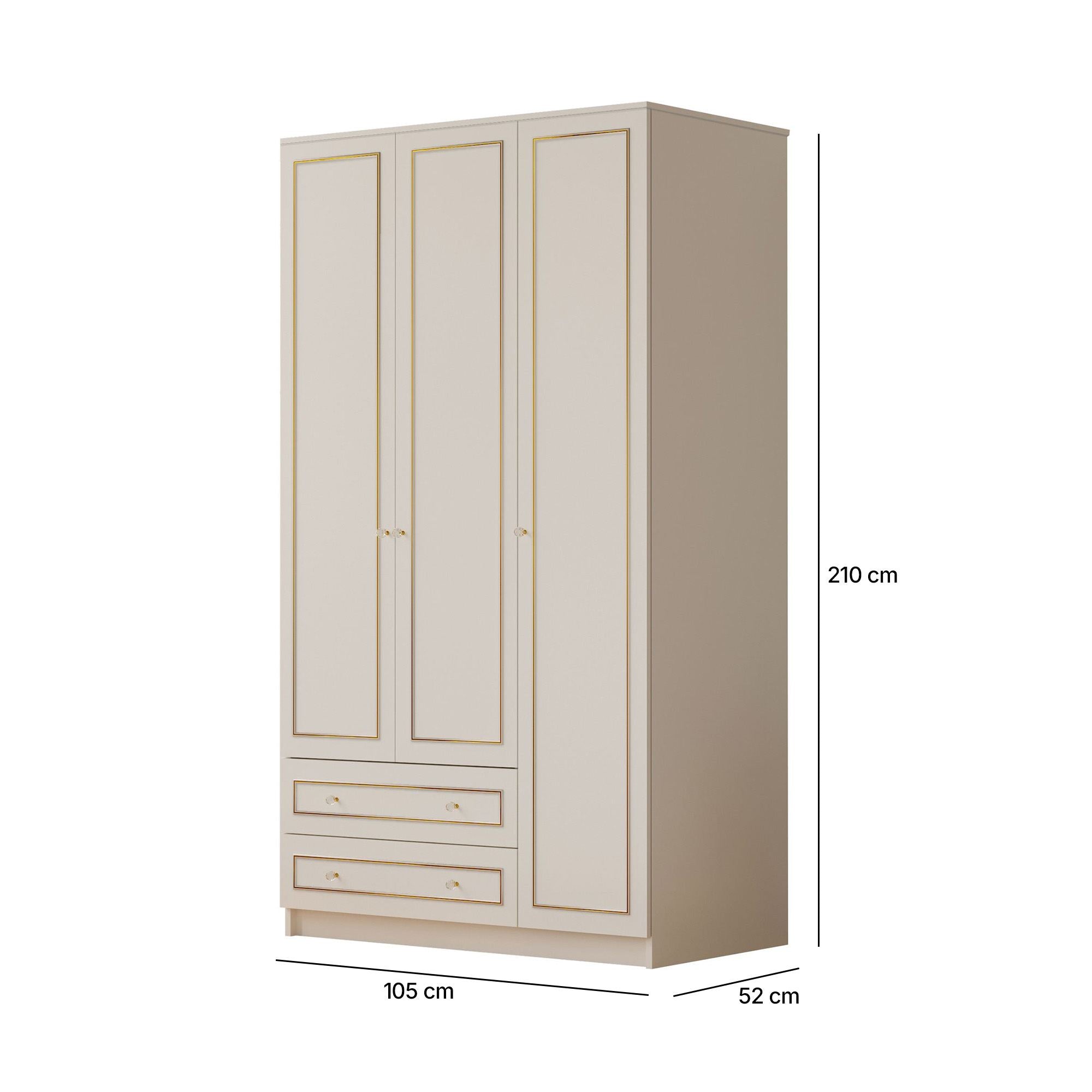 Guarda-Roupa – 105x210x52 cm – Branco Fosco – Painel de partículas