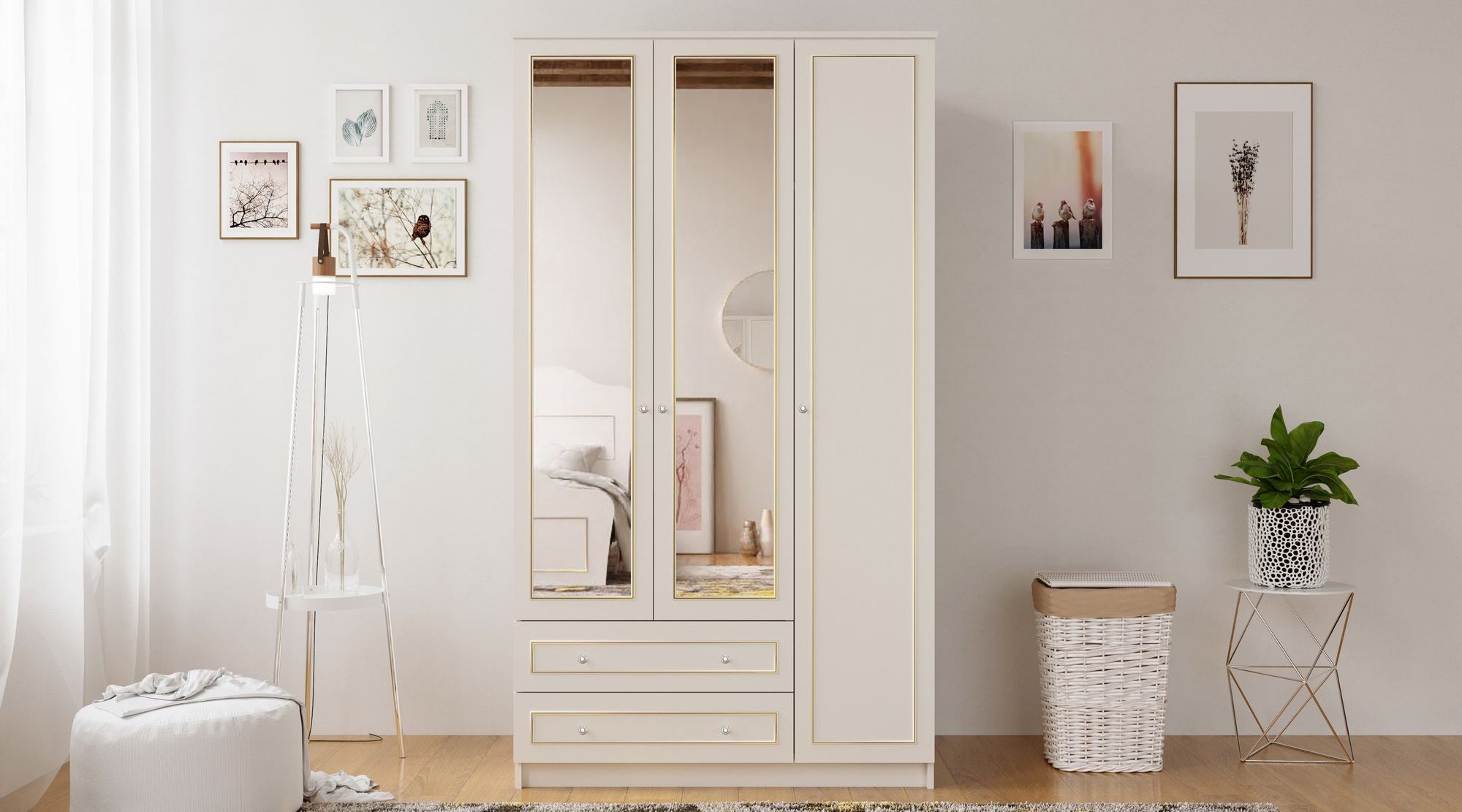 Guarda-roupa – 105cm x 180cm x 52cm – Branco Fosco – MDF