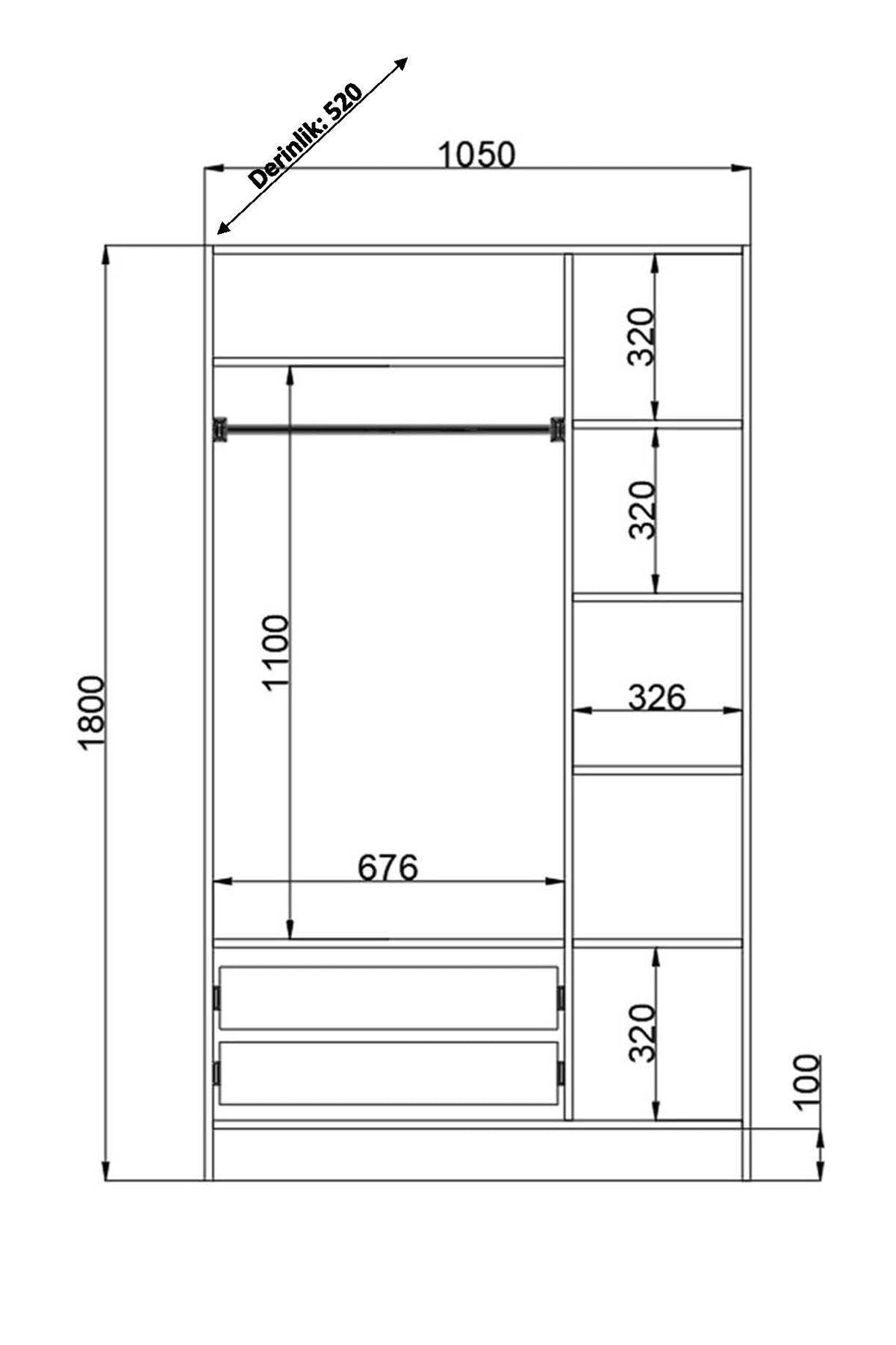 Guarda-roupa – 105cm x 180cm x 52cm – Branco Fosco – MDF