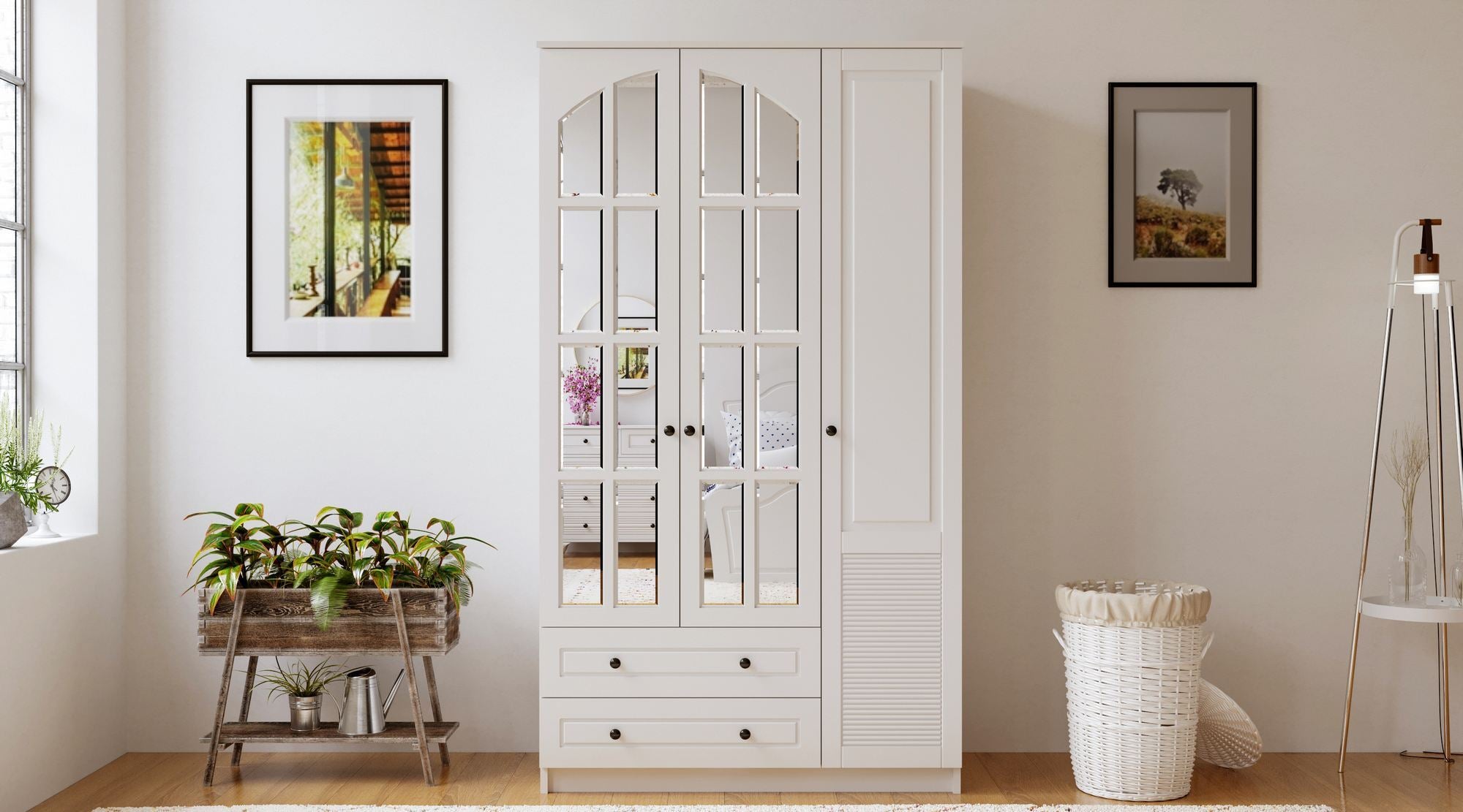 Guarda-roupa – 105cm x 210cm x 52cm – Branco Fosco – MDF